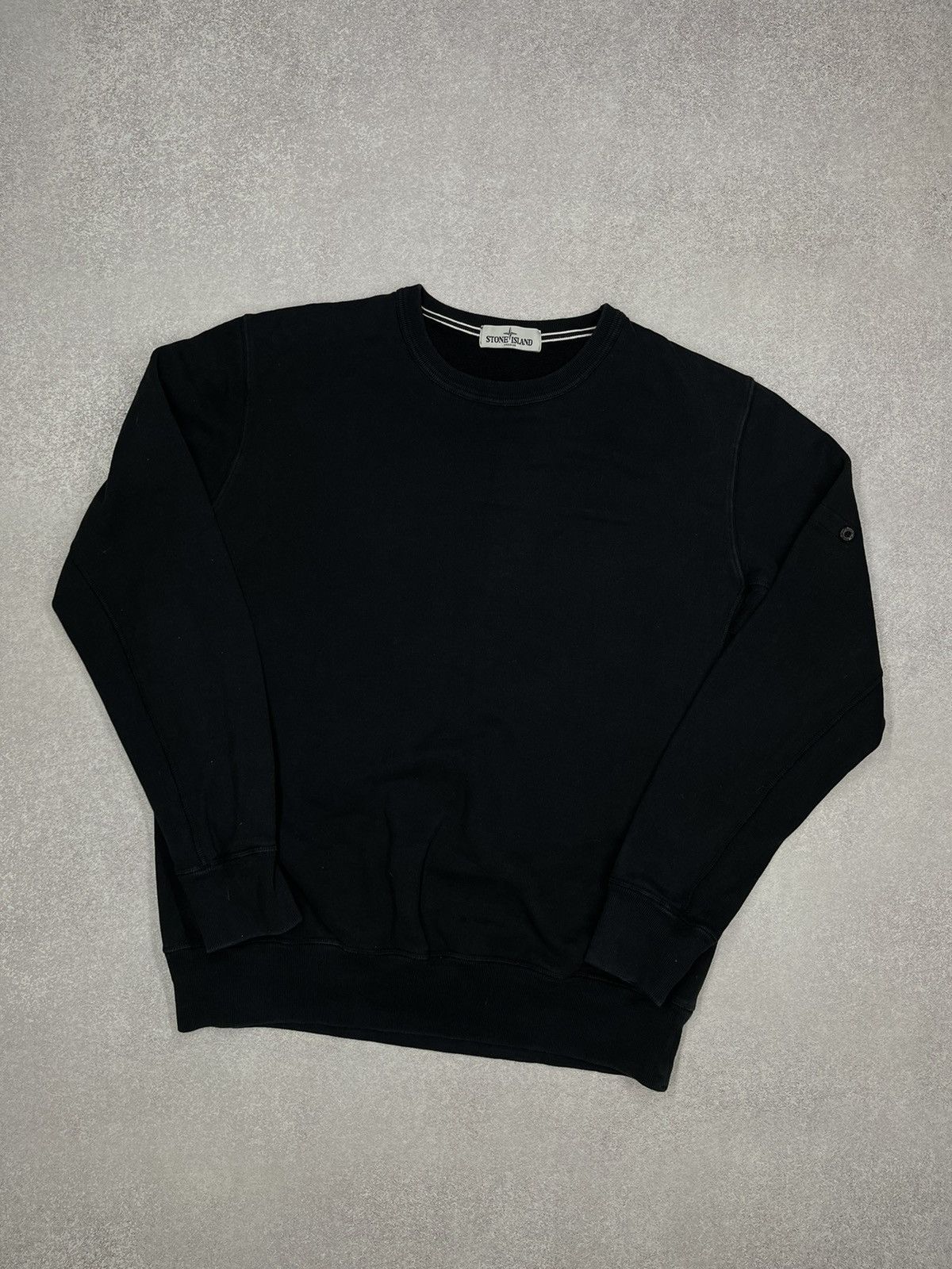 Stone Island Black Garment Dyed Crewneck Sweatshirt