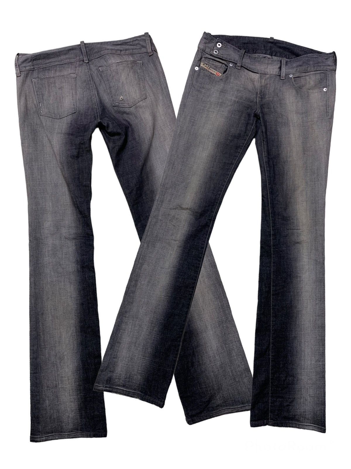 Diesel Diesel black washed stretchable flare/wideleg denim Size 28" / US 6 / IT 42 - 1 Thumbnail
