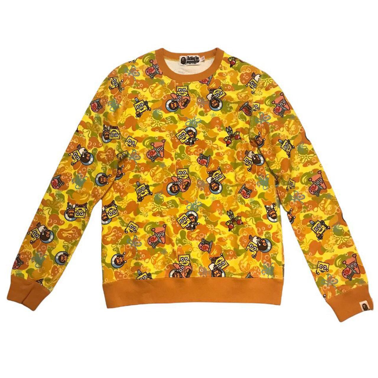 Bape Bape Spongebob 2014 Yellow All-Over Print Crewneck Size S / US 4 / IT 40 - 1 Thumbnail
