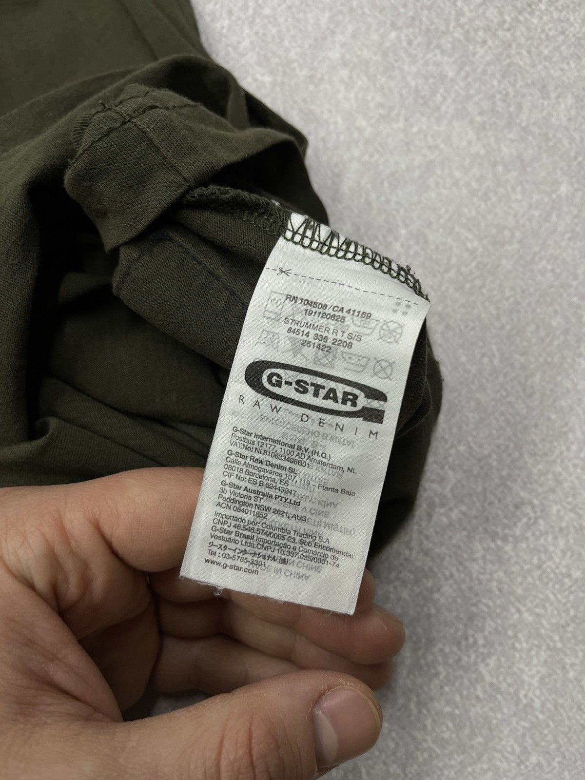 G-Star Mens G-Star Raw Strummer T Shirt Big Logo Khaki Size US M / EU 48-50 / 2 - 10 Thumbnail
