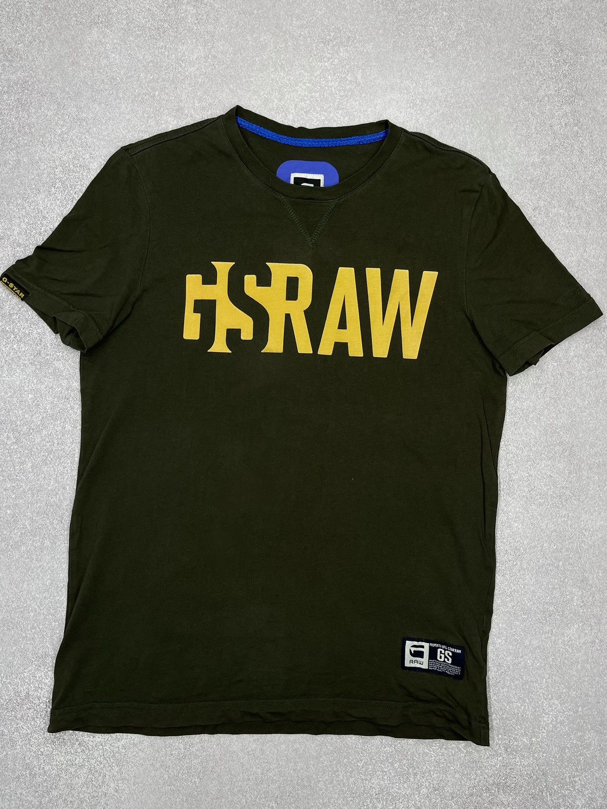 G-Star Mens G-Star Raw Strummer T Shirt Big Logo Khaki Size US M / EU 48-50 / 2 - 2 Thumbnail