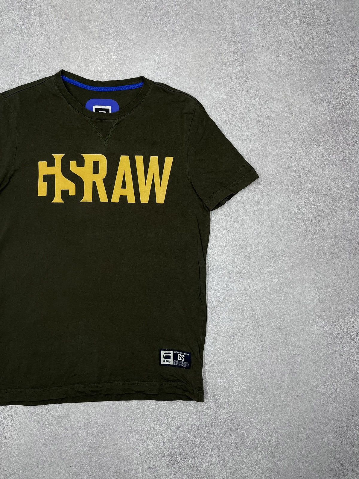 G-Star Mens G-Star Raw Strummer T Shirt Big Logo Khaki Size US M / EU 48-50 / 2 - 3 Thumbnail