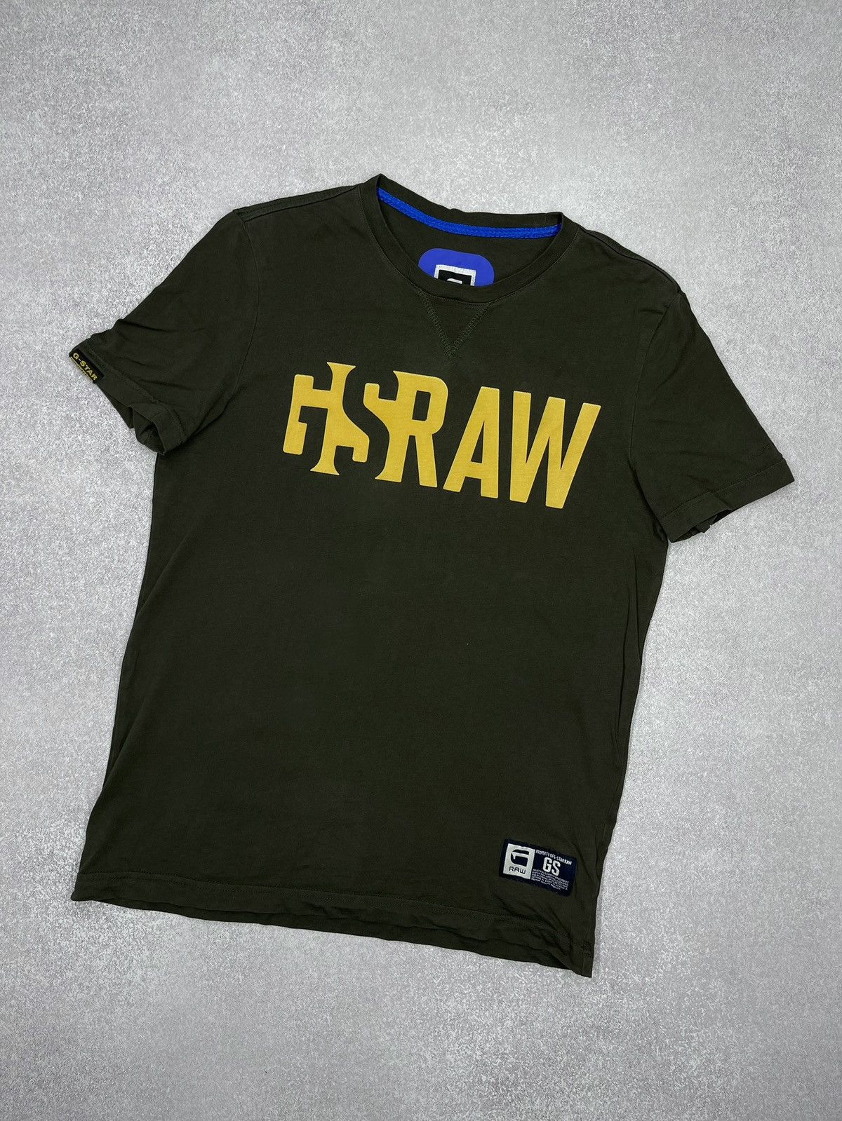 G-Star Mens G-Star Raw Strummer T Shirt Big Logo Khaki Size US M / EU 48-50 / 2 - 1 Thumbnail