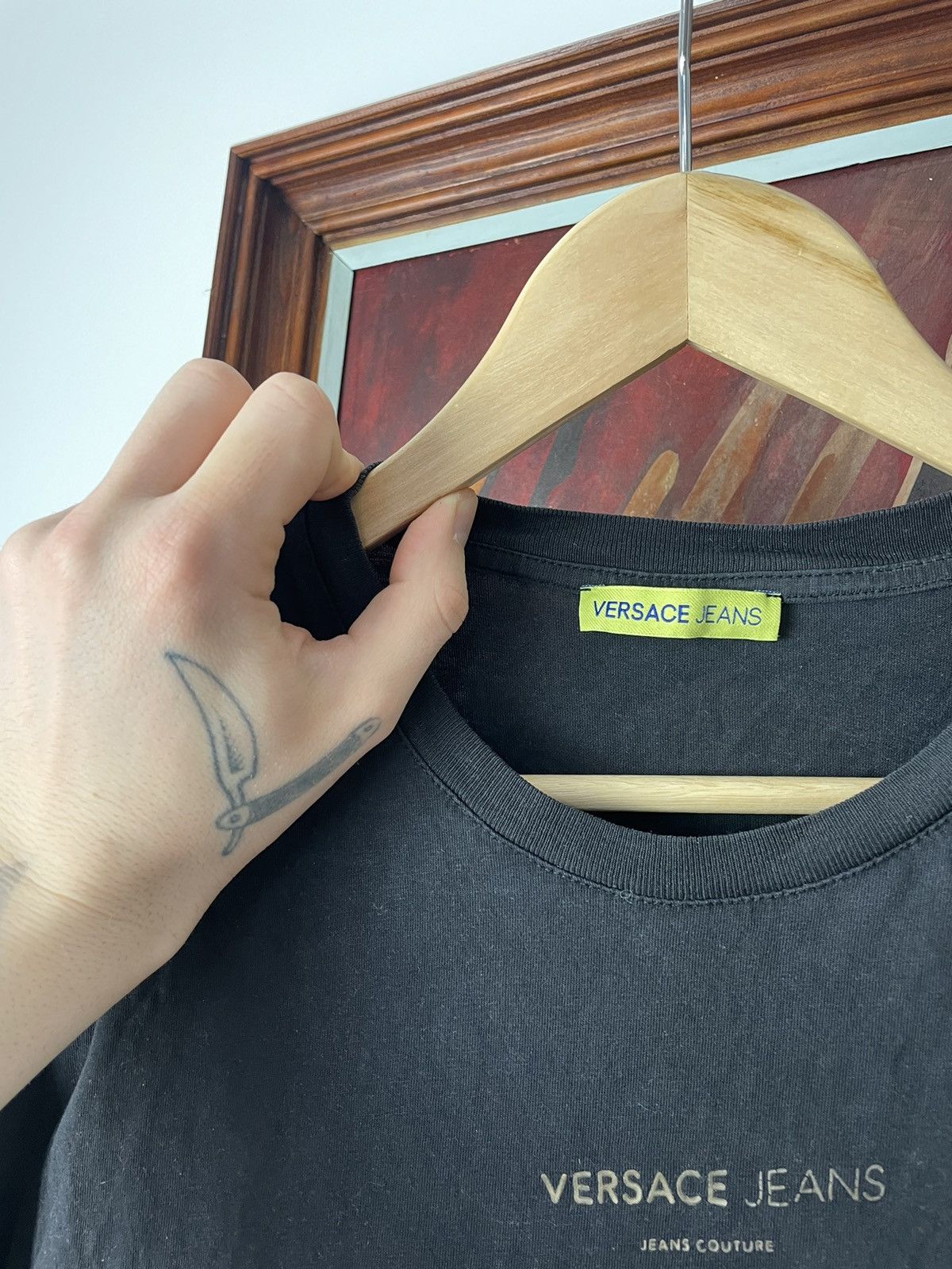 Versace Jeans Couture Versace Jeans Couture Center Logo Black Basic Tee Luxury Size US M / EU 48-50 / 2 - 3 Thumbnail