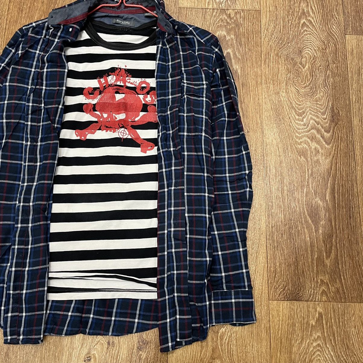 Vintage Vintage 90s Plaid Shirt Striped Graphic Tee Streetwear L Size US L / EU 52-54 / 3 - 3 Thumbnail