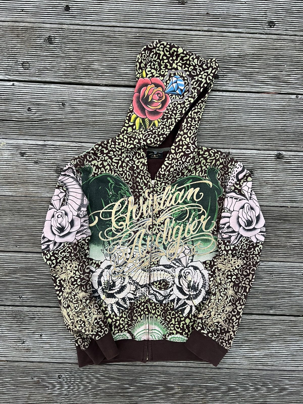 Ed Hardy Ed Hardy Christian Audigier vintage brown zip hoodie Size M / US 6-8 / IT 42-44 - 2 Thumbnail