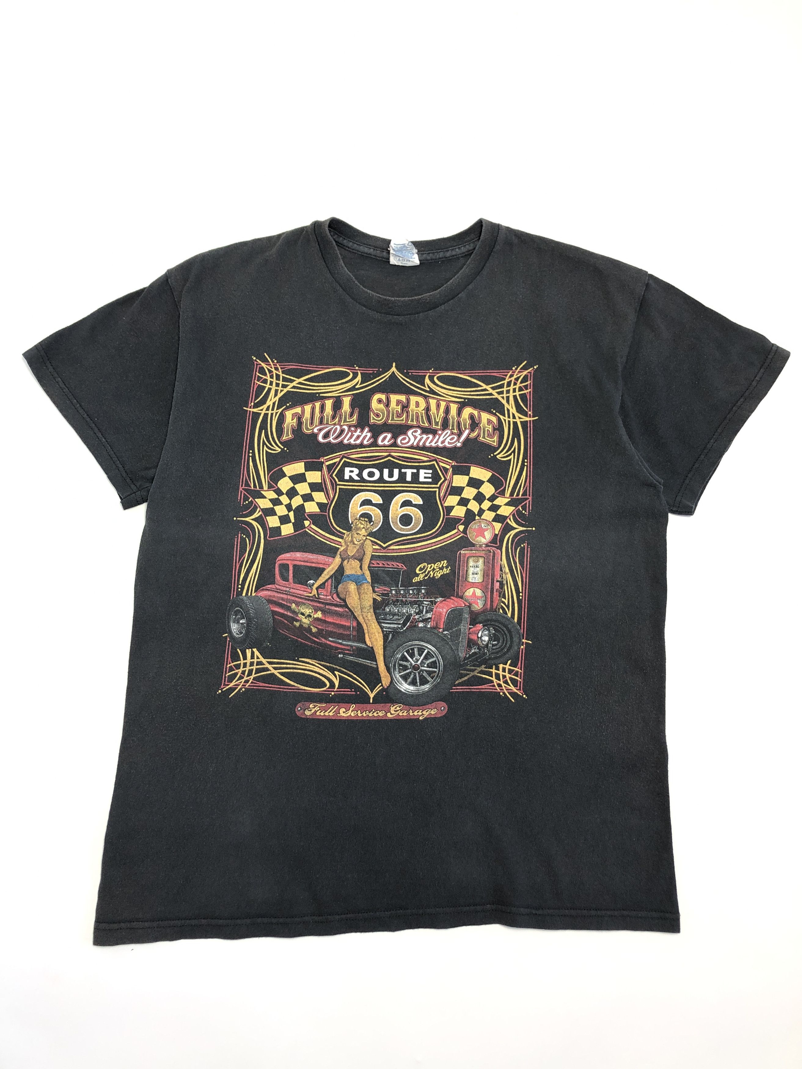 Delta × Vintage Route 66 Vintage 90s Washed Gasoline Mechanic Girl T-Shirt Size US M / EU 48-50 / 2 - 1 Thumbnail