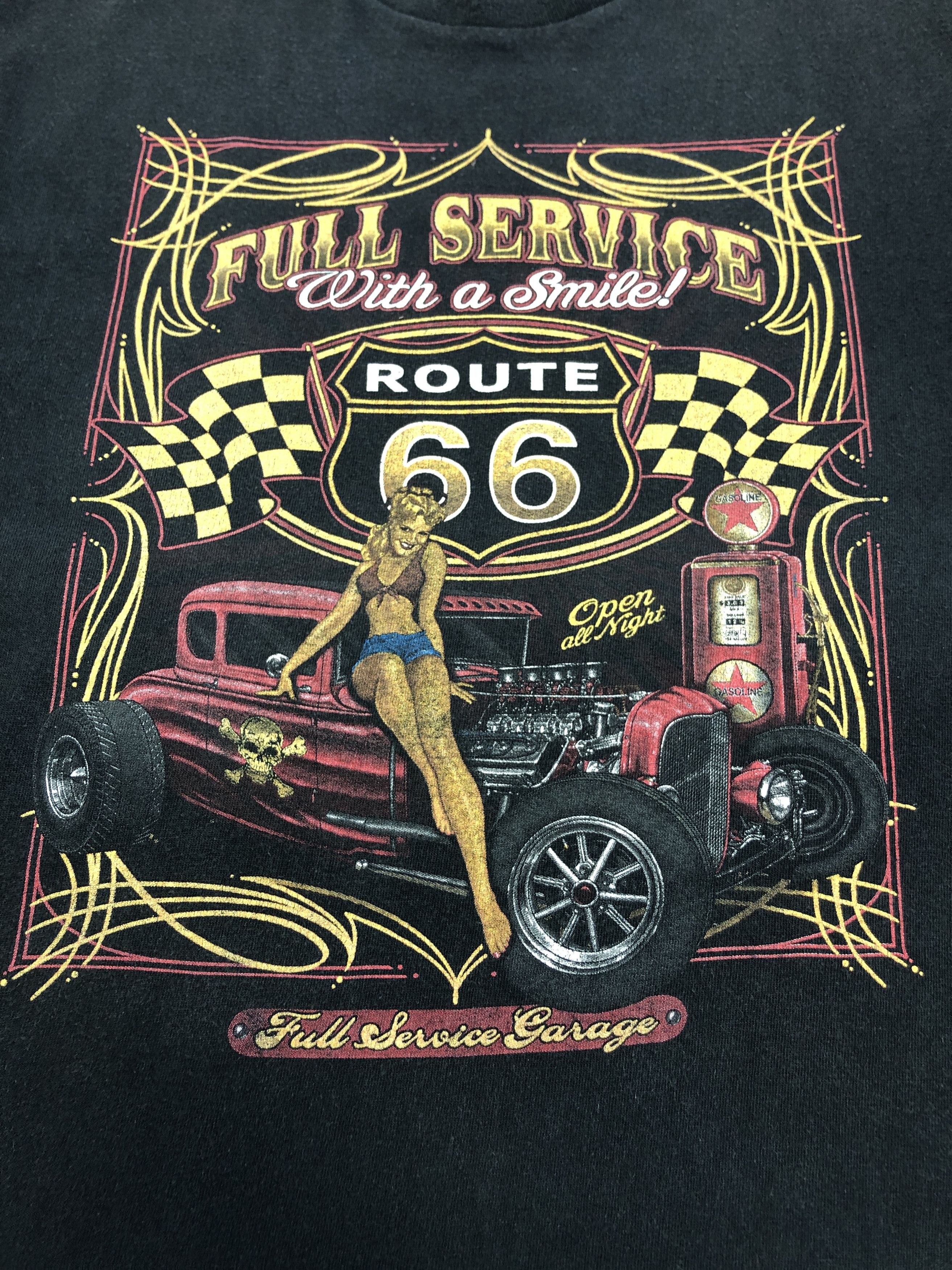 Delta × Vintage Route 66 Vintage 90s Washed Gasoline Mechanic Girl T-Shirt Size US M / EU 48-50 / 2 - 2 Thumbnail