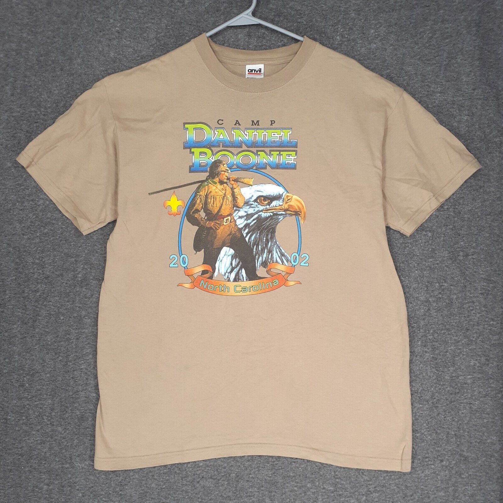 Vintage Vintage 2002 Boy Scout Camp Daniel Boone Shirt Large beige