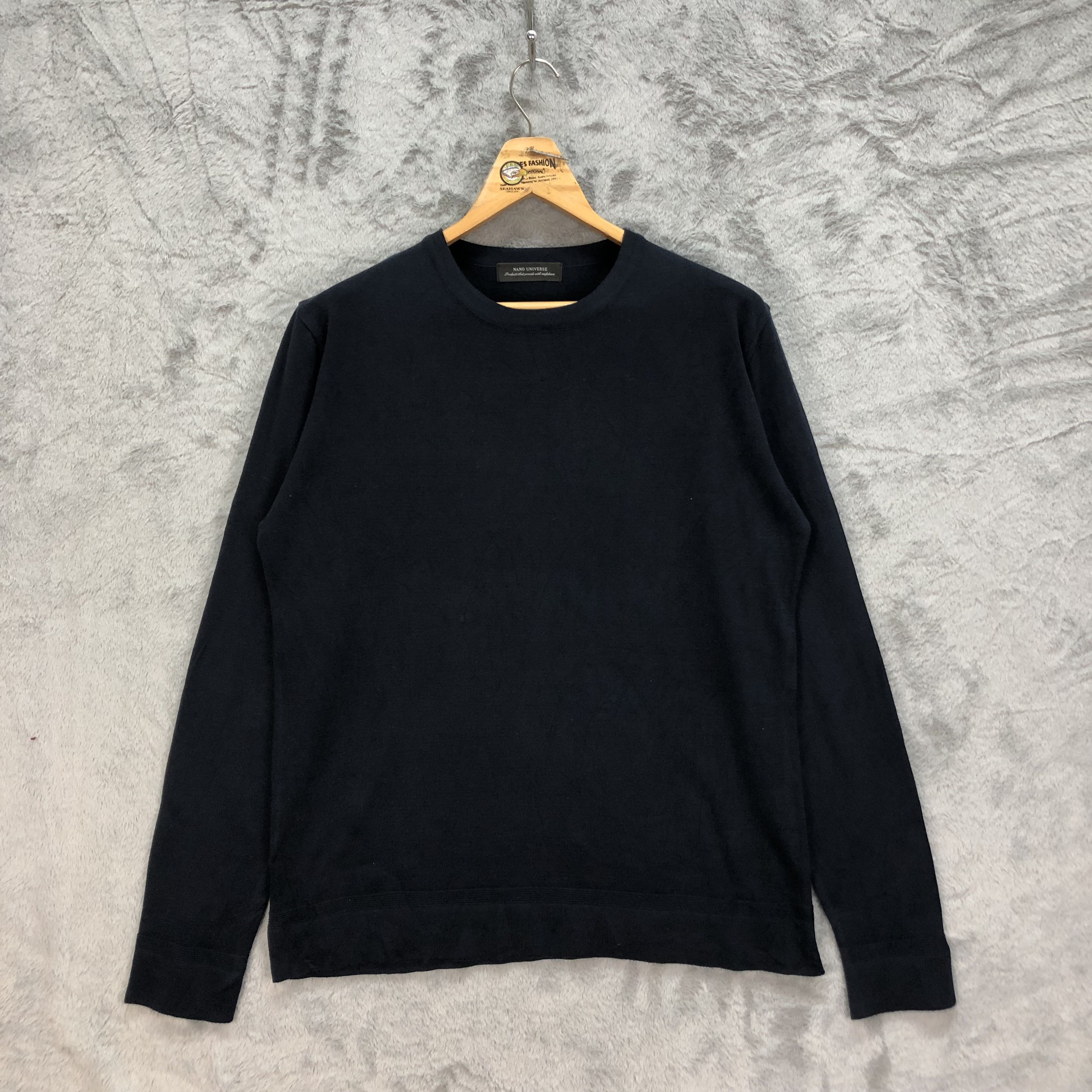 image of Nano Universe Made In Japan Plain Long Sleeve Tee 5040-26 in Navy, Men's (Size Large)