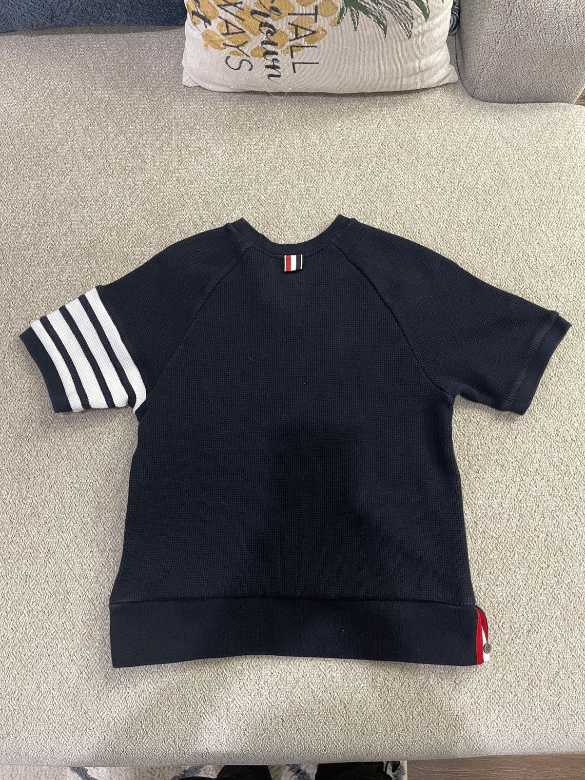Thom Browne Thom browne short sleeve sweatshirt in waffle w/ 4 bar navy Size US S / EU 44-46 / 1 - 2 Thumbnail