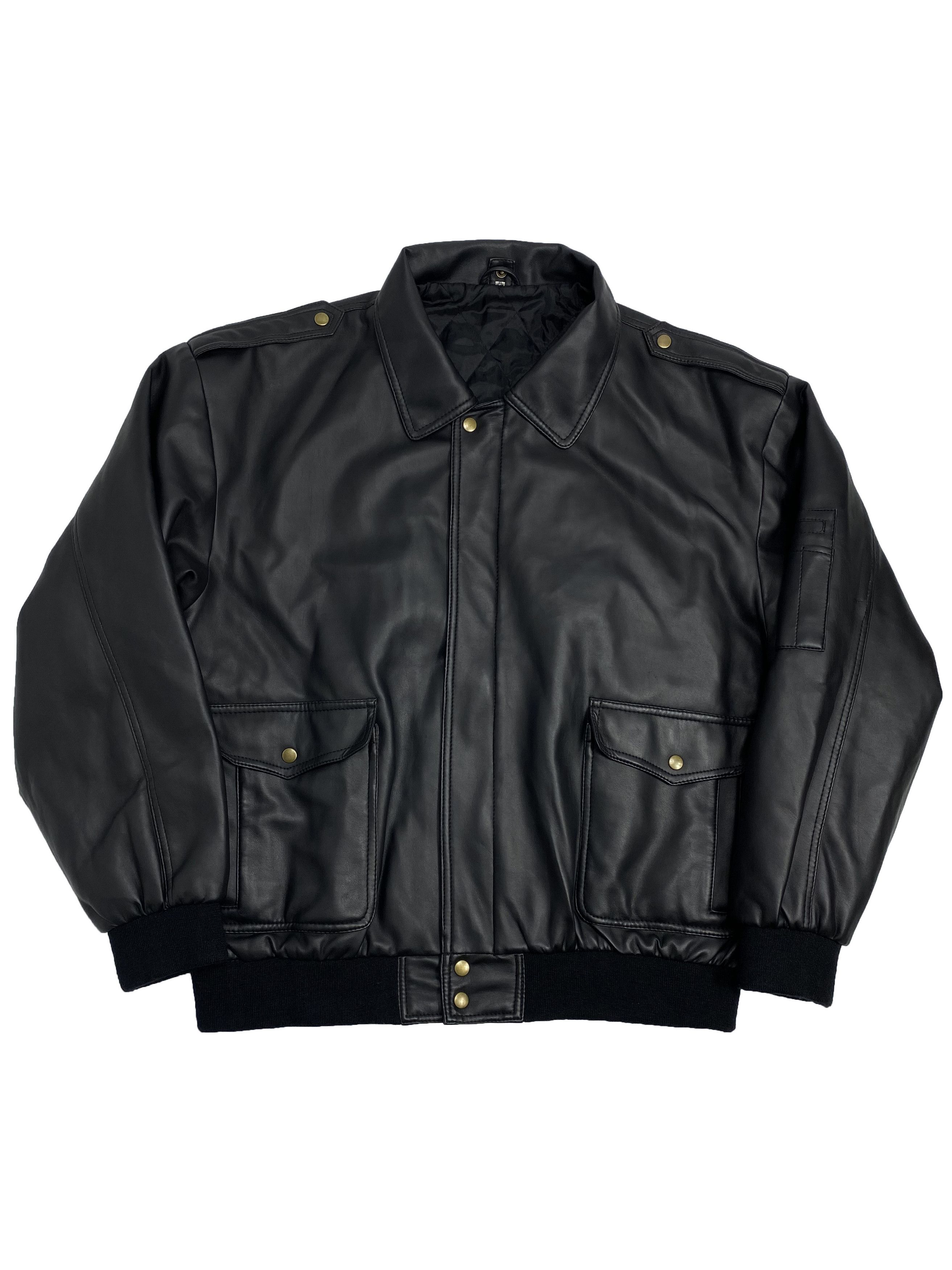 Unbranded Vintage PVC Leather Heavyweight Bomber Jacket