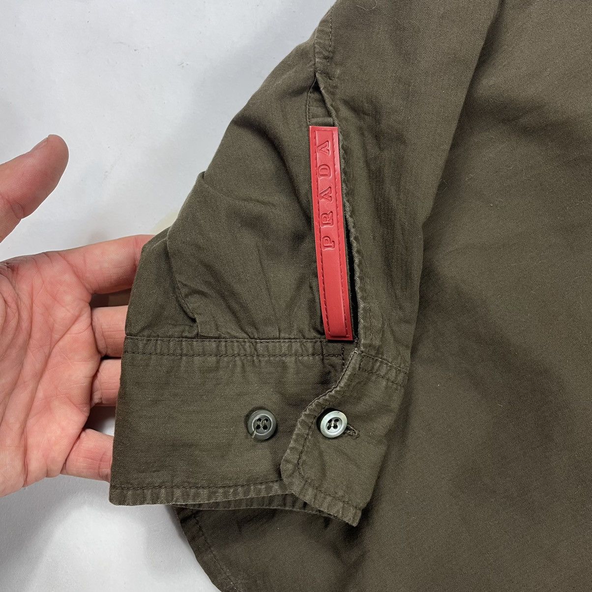 Prada × Vintage Prada Red Tab Buttons Up Brown Shirt Size US XL / EU 56 / 4 - 3 Thumbnail