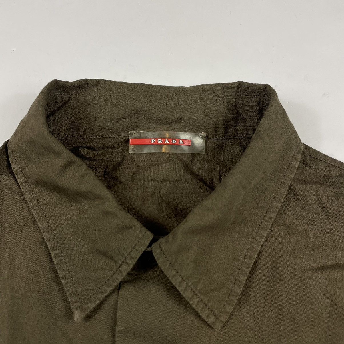 Prada × Vintage Prada Red Tab Buttons Up Brown Shirt Size US XL / EU 56 / 4 - 2 Thumbnail
