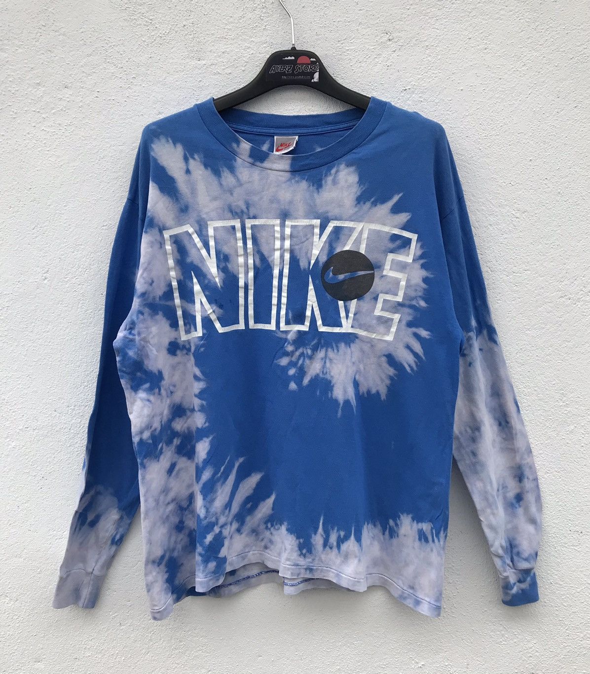 Made In Usa Nike Big Logo Acid Wash Long Sleeve T Shirt