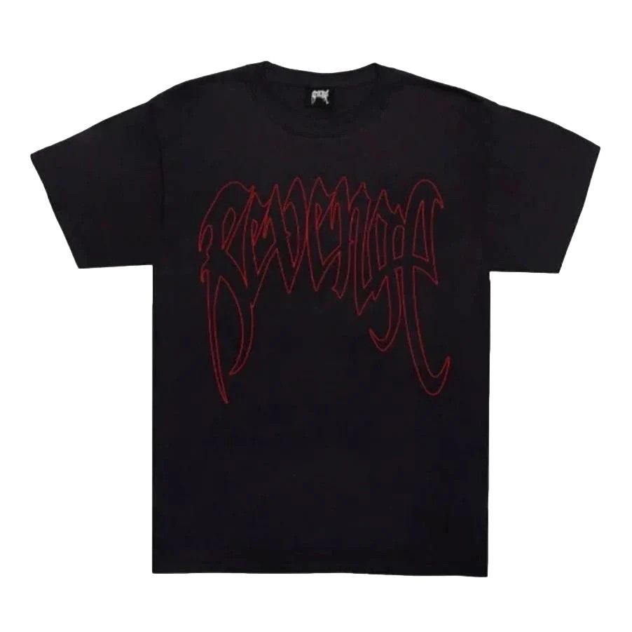 image of Revenge Outline Logo Tee, Black/red, Men's (Size 2XL)