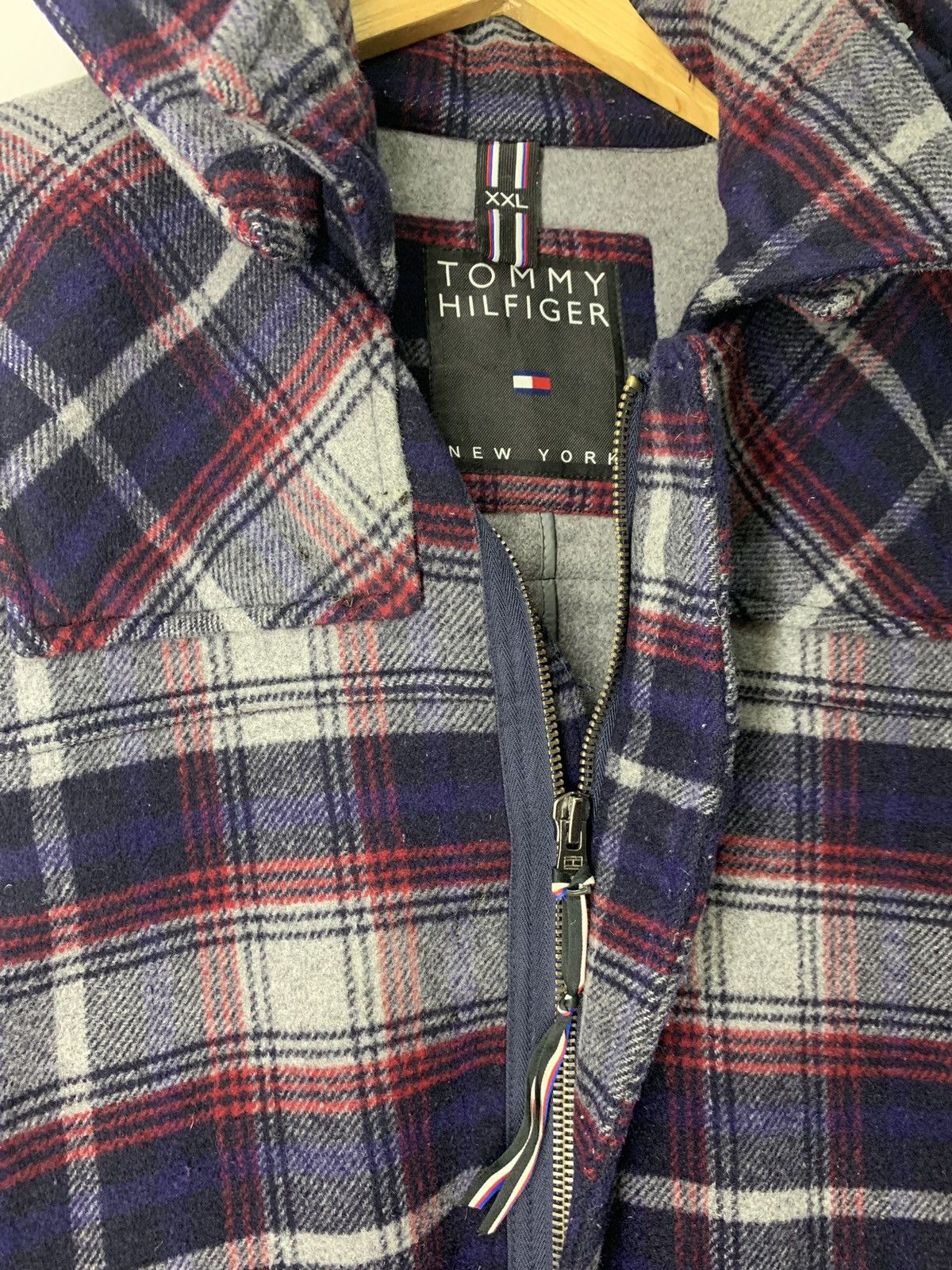 Tommy Hilfiger × Vintage 🔥Tommy Hilfiger Hoodie Trench Coat Checked Winter Jacket Size US M / EU 48-50 / 2 - 4 Thumbnail