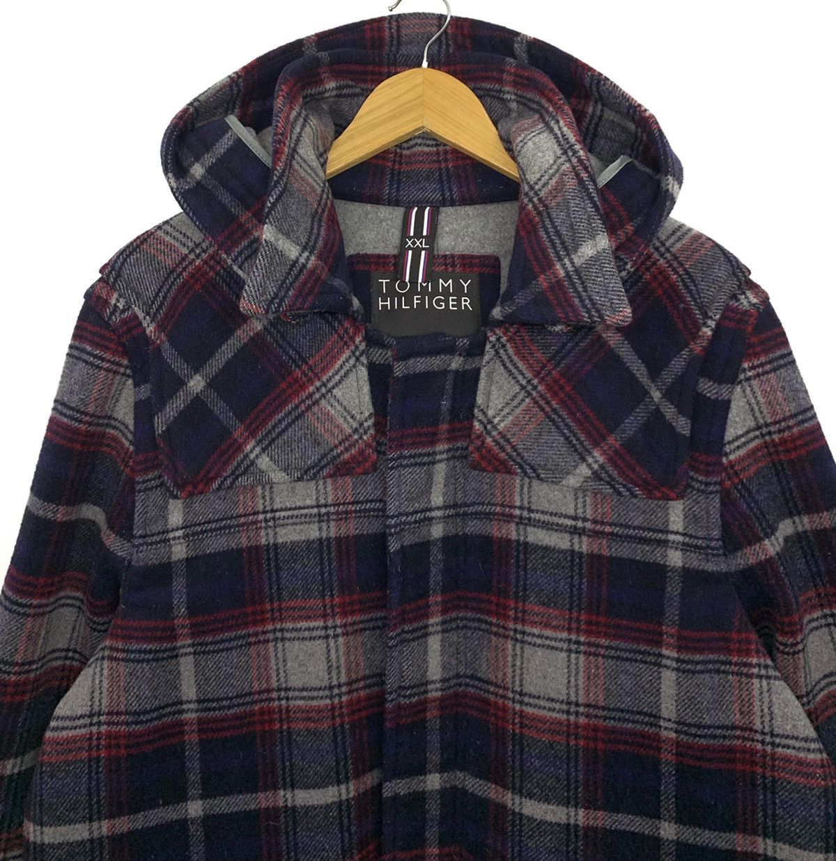 Tommy Hilfiger × Vintage 🔥Tommy Hilfiger Hoodie Trench Coat Checked Winter Jacket Size US M / EU 48-50 / 2 - 2 Thumbnail