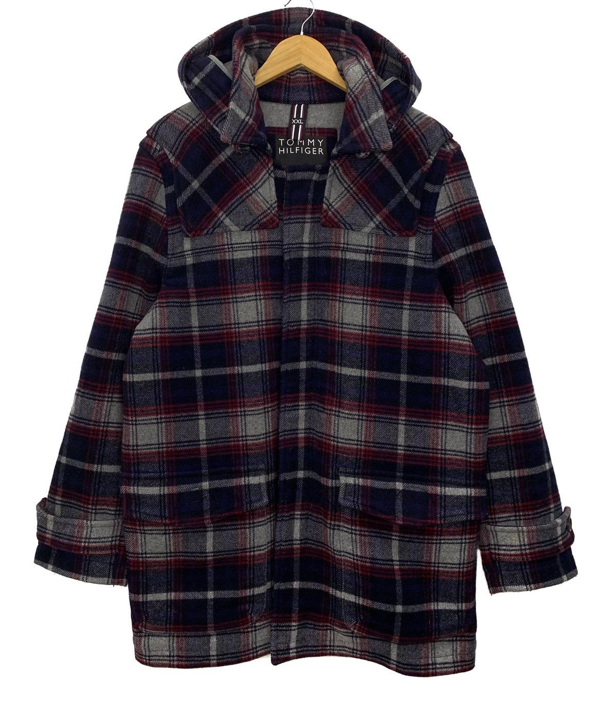 Tommy Hilfiger × Vintage 🔥Tommy Hilfiger Hoodie Trench Coat Checked Winter Jacket Size US M / EU 48-50 / 2 - 1 Thumbnail