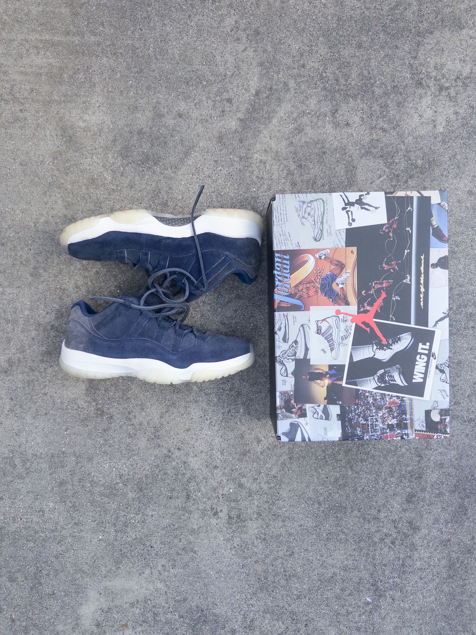 image of Jordan Nike Jordan 11 Retro Low Derek Jeter Re2Pect Size 10 Shoes in Navy Suede, Men's