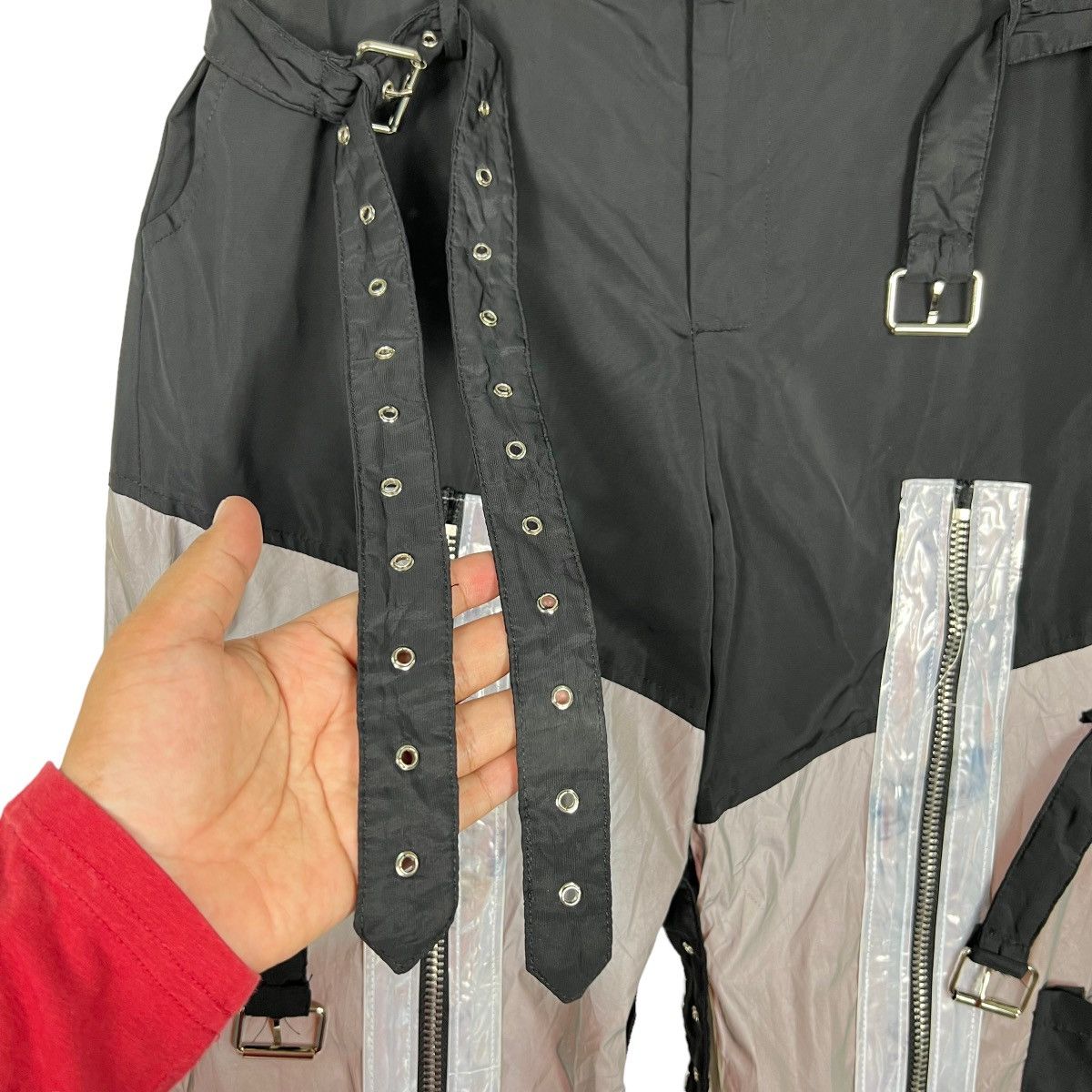 If Six Was Nine 🔥 REFLEXTIVE PARACHUTE BONDAGE CARGO NYLON PANTS Size US 32 / EU 48 - 8 Thumbnail