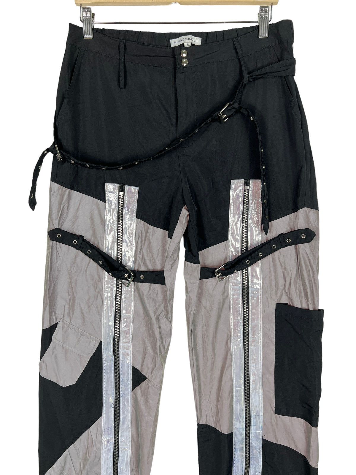 If Six Was Nine 🔥 REFLEXTIVE PARACHUTE BONDAGE CARGO NYLON PANTS Size US 32 / EU 48 - 18 Thumbnail