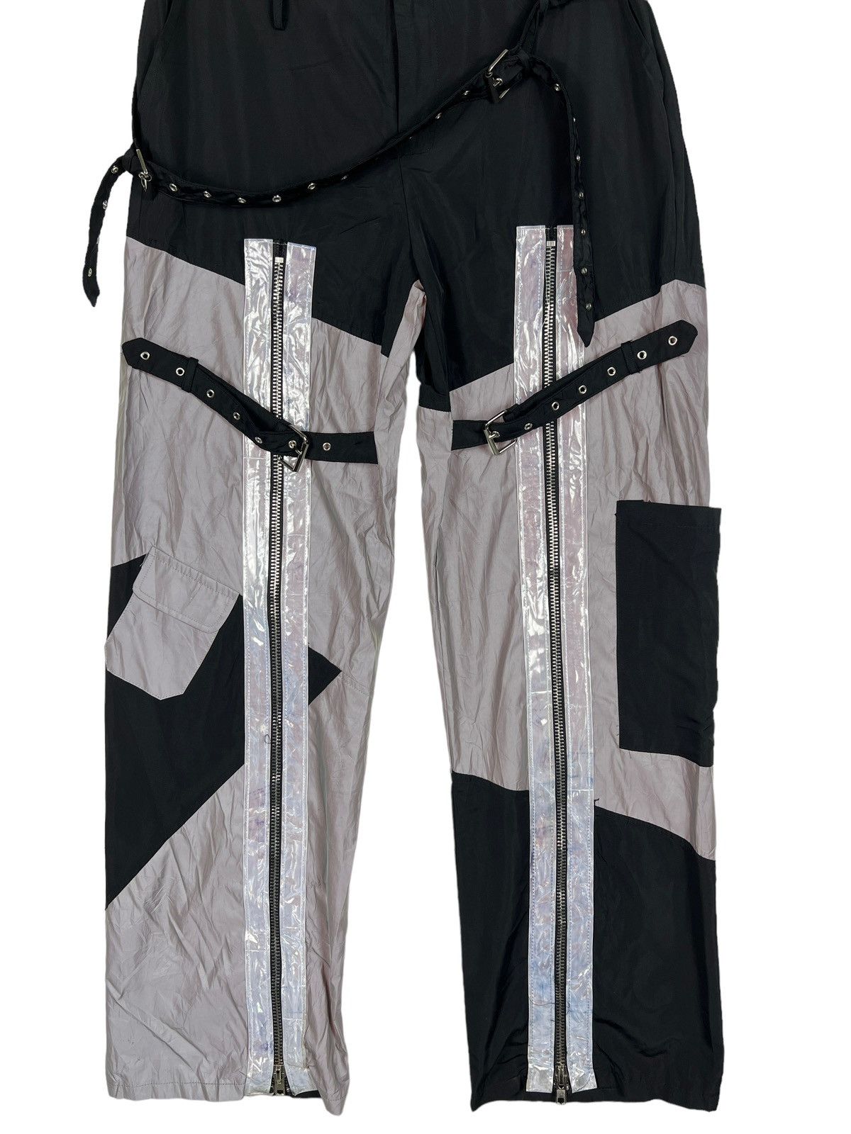 If Six Was Nine 🔥 REFLEXTIVE PARACHUTE BONDAGE CARGO NYLON PANTS Size US 32 / EU 48 - 19 Thumbnail