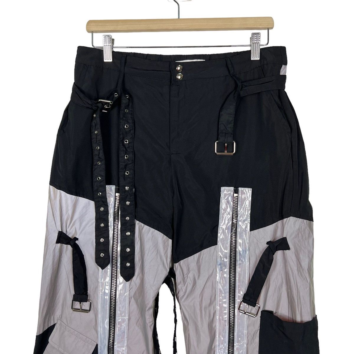 If Six Was Nine 🔥 REFLEXTIVE PARACHUTE BONDAGE CARGO NYLON PANTS Size US 32 / EU 48 - 5 Thumbnail