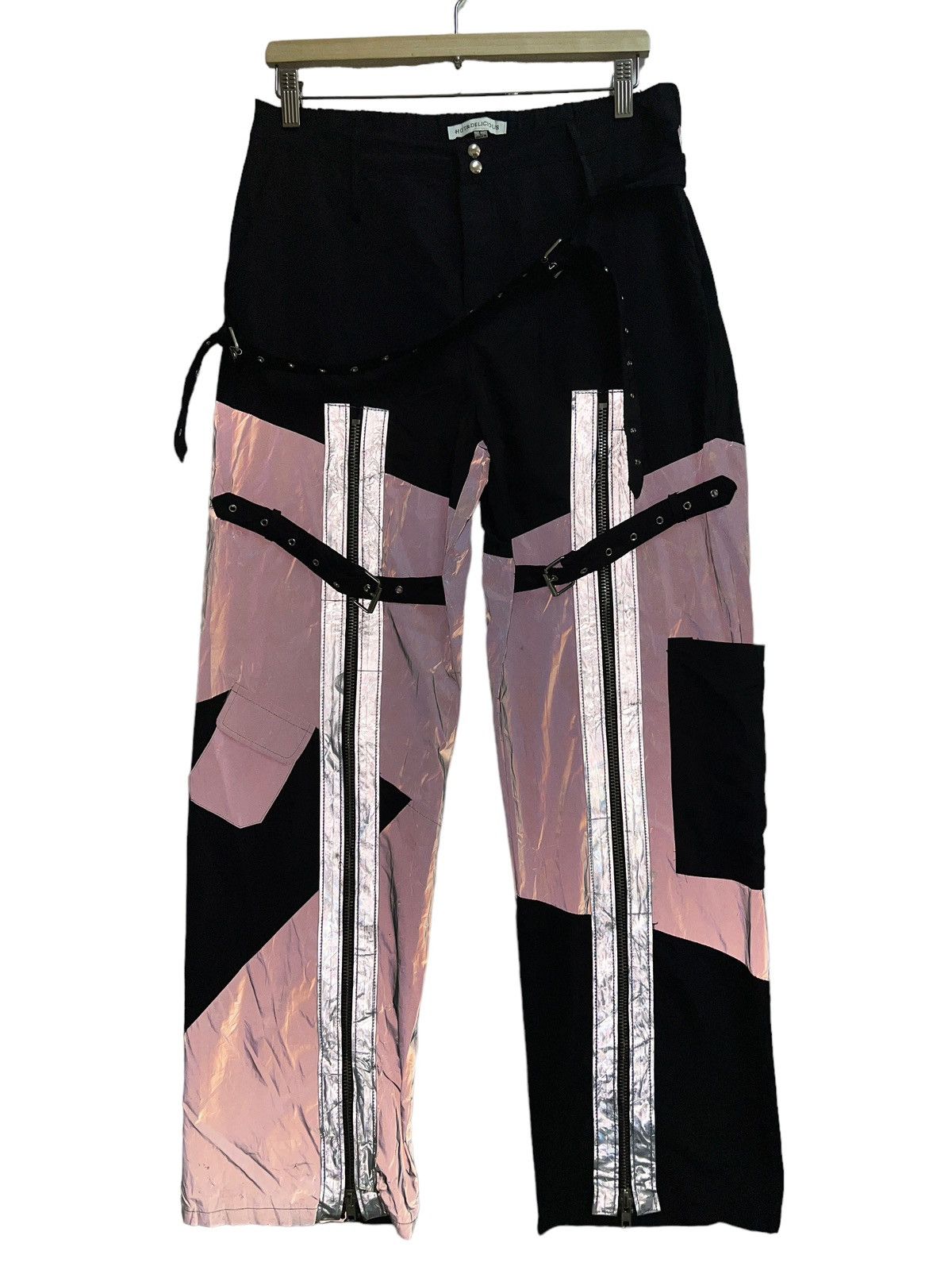 If Six Was Nine 🔥 REFLEXTIVE PARACHUTE BONDAGE CARGO NYLON PANTS Size US 32 / EU 48 - 1 Thumbnail