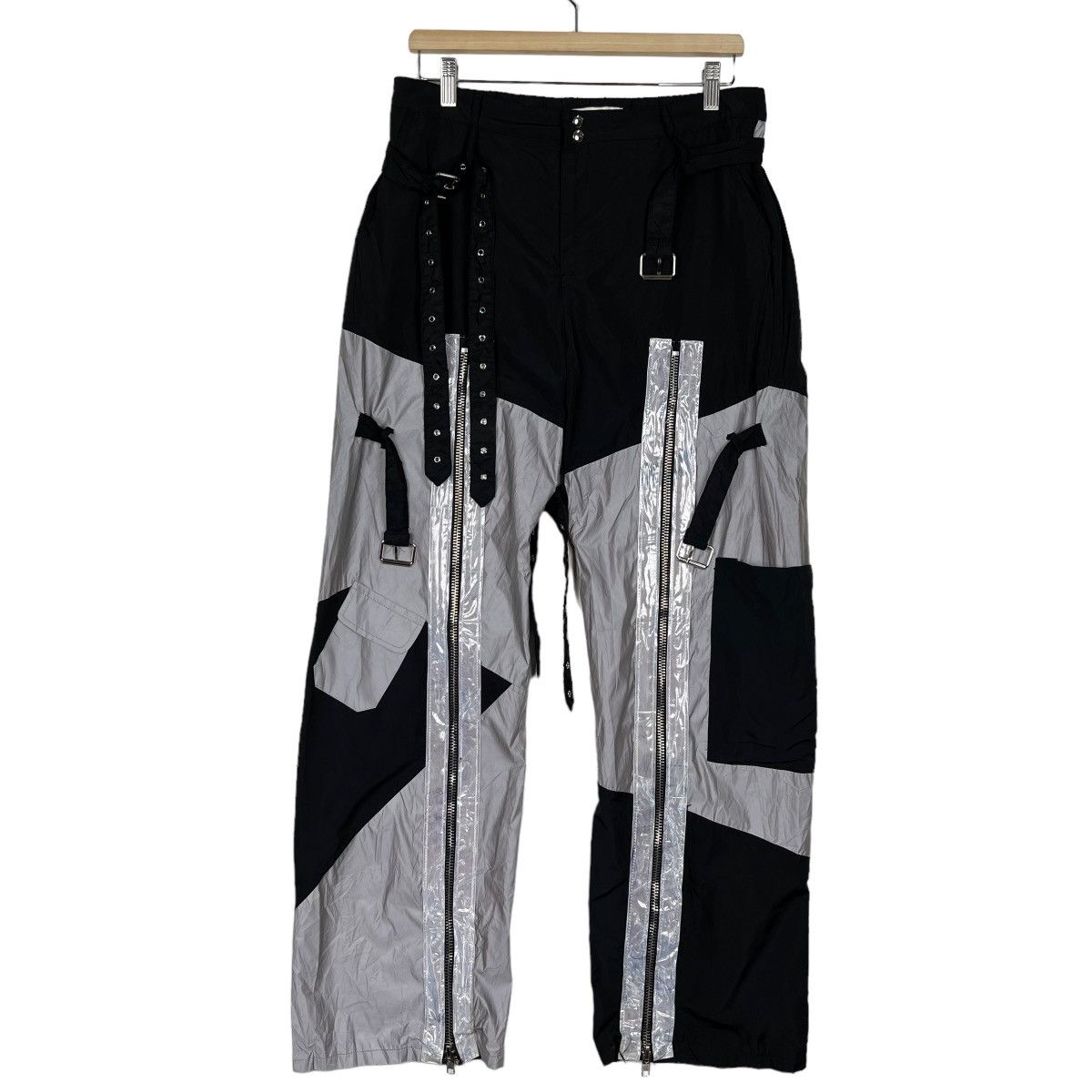 If Six Was Nine 🔥 REFLEXTIVE PARACHUTE BONDAGE CARGO NYLON PANTS Size US 32 / EU 48 - 3 Thumbnail