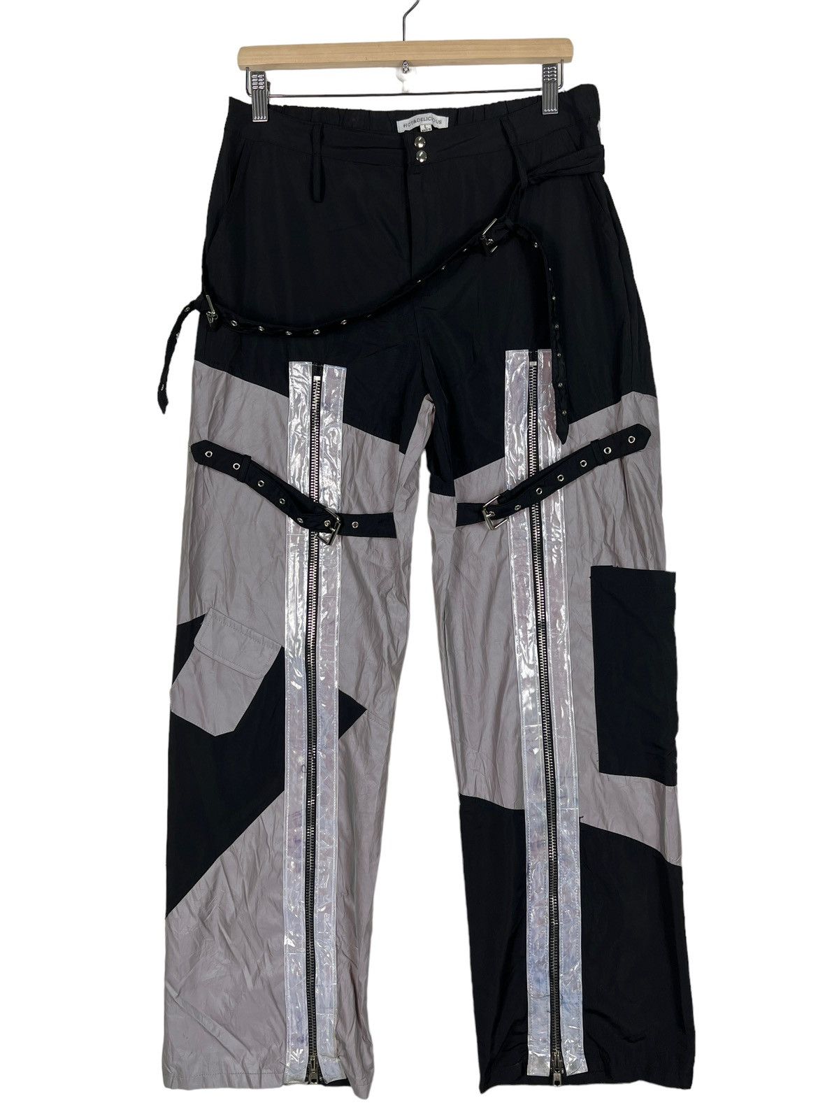 If Six Was Nine 🔥 REFLEXTIVE PARACHUTE BONDAGE CARGO NYLON PANTS Size US 32 / EU 48 - 17 Thumbnail