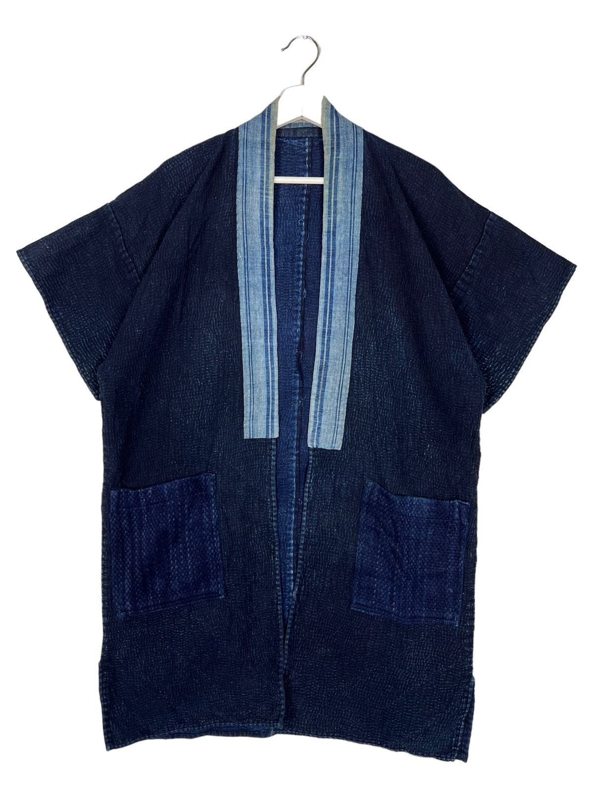 Indigo 🔥 VINTAGE INDIGO KIMONO CARDIGAN HANTEN JACKET Size US L / EU 52-54 / 3 - 3 Thumbnail