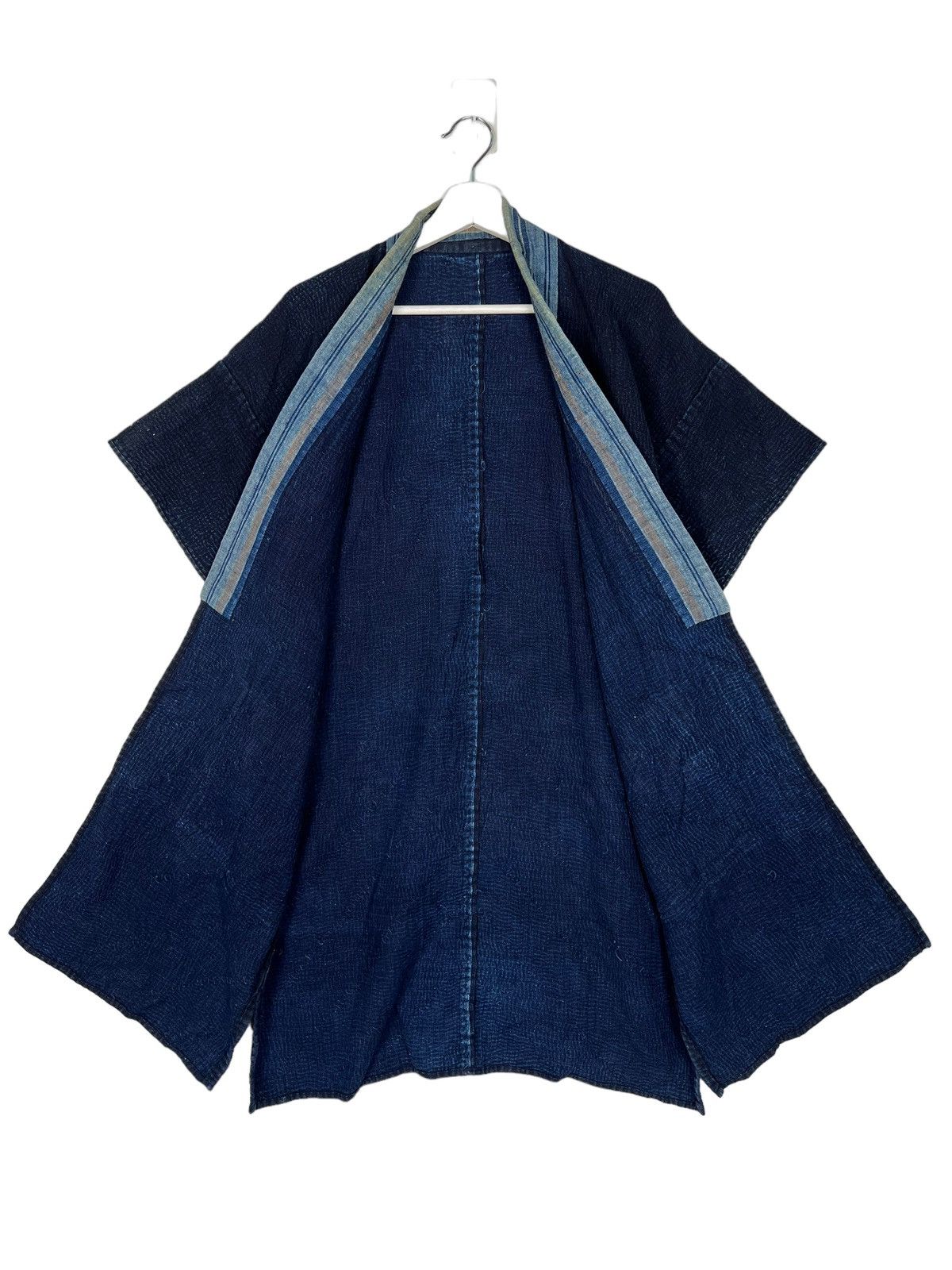 Indigo 🔥 VINTAGE INDIGO KIMONO CARDIGAN HANTEN JACKET Size US L / EU 52-54 / 3 - 7 Thumbnail