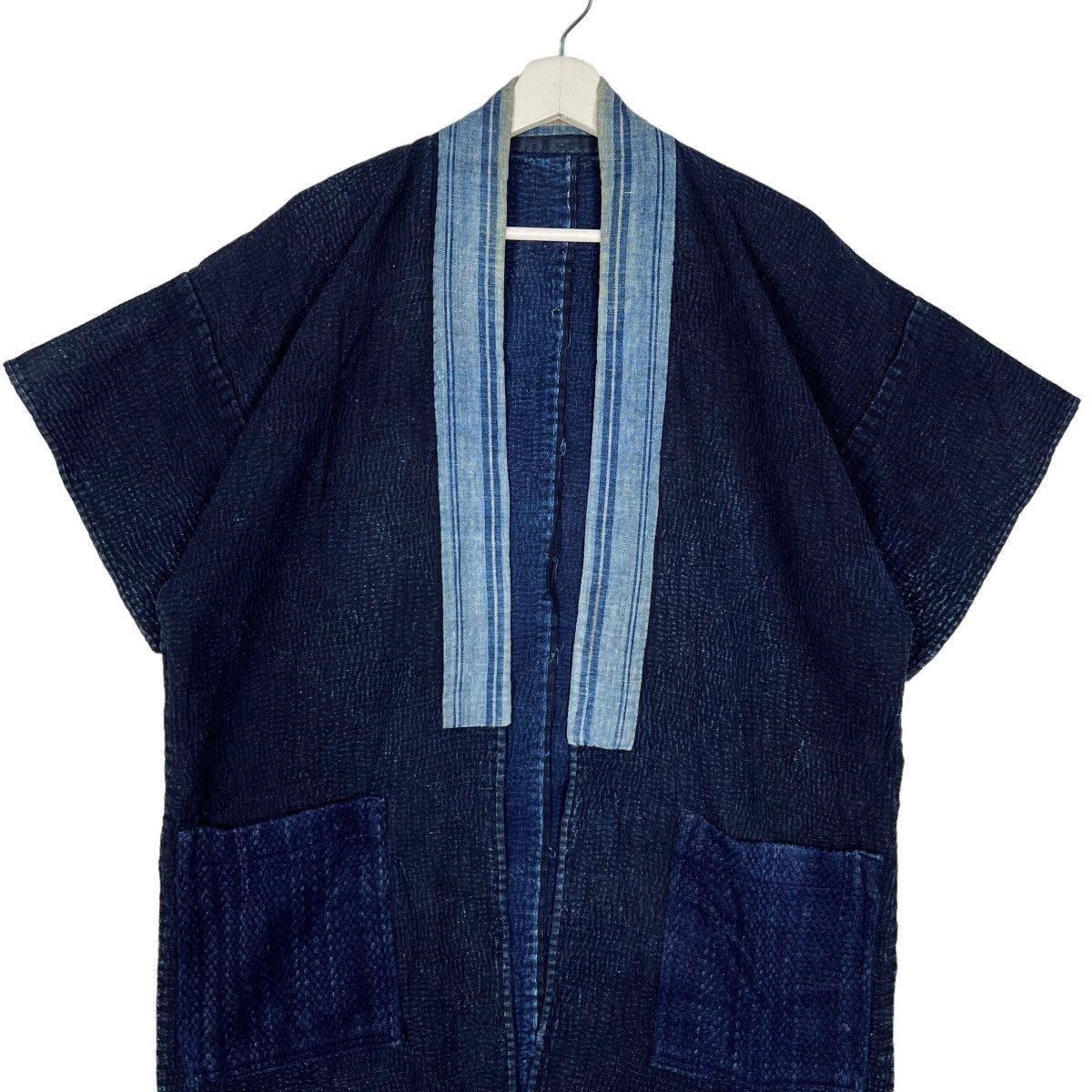 Indigo 🔥 VINTAGE INDIGO KIMONO CARDIGAN HANTEN JACKET Size US L / EU 52-54 / 3 - 5 Thumbnail