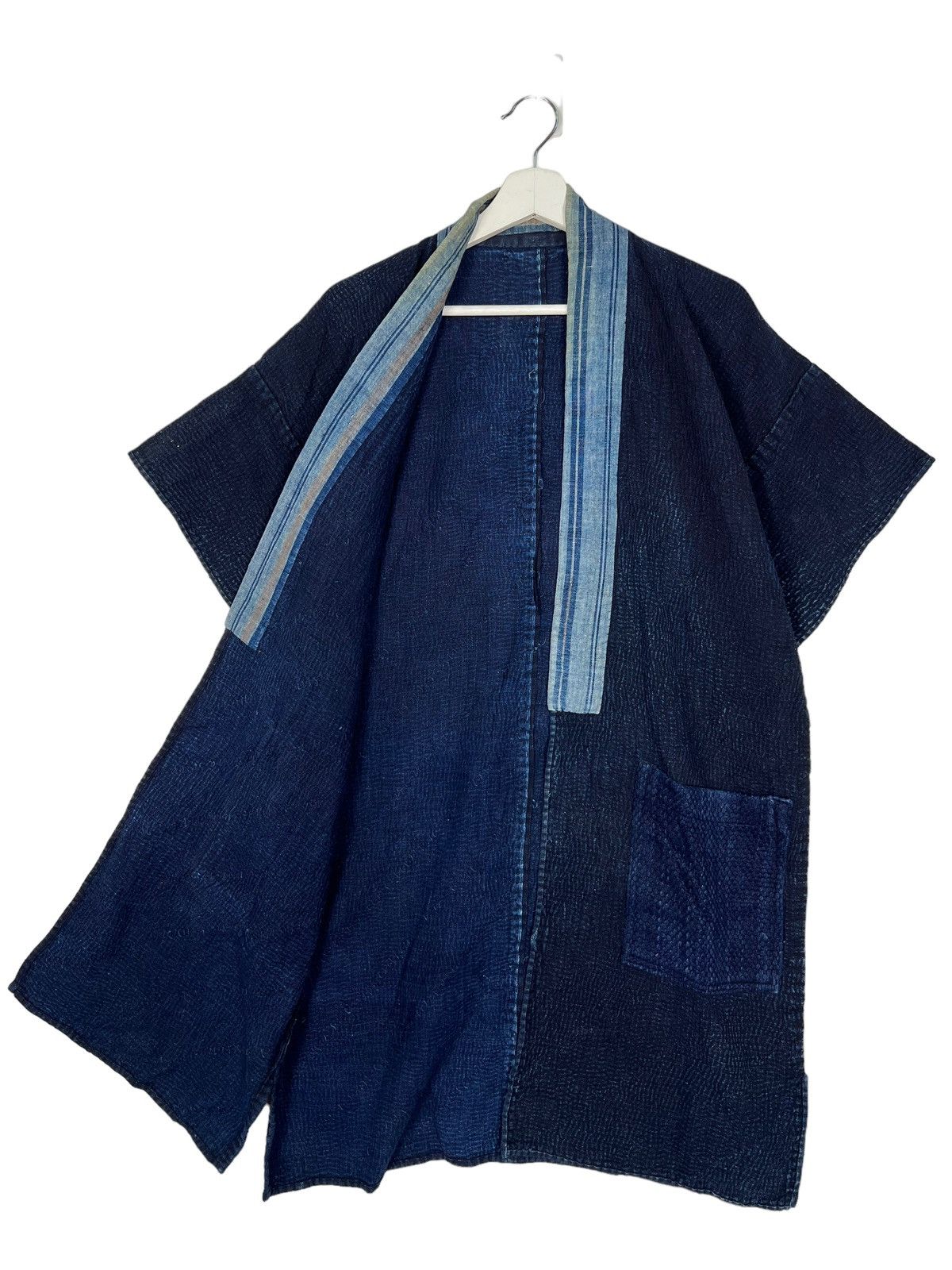 Indigo 🔥 VINTAGE INDIGO KIMONO CARDIGAN HANTEN JACKET Size US L / EU 52-54 / 3 - 1 Thumbnail