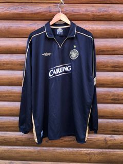 Celtic 2003 - 2004 Away Football Shirt Jersey Long Sleeve Black Size M