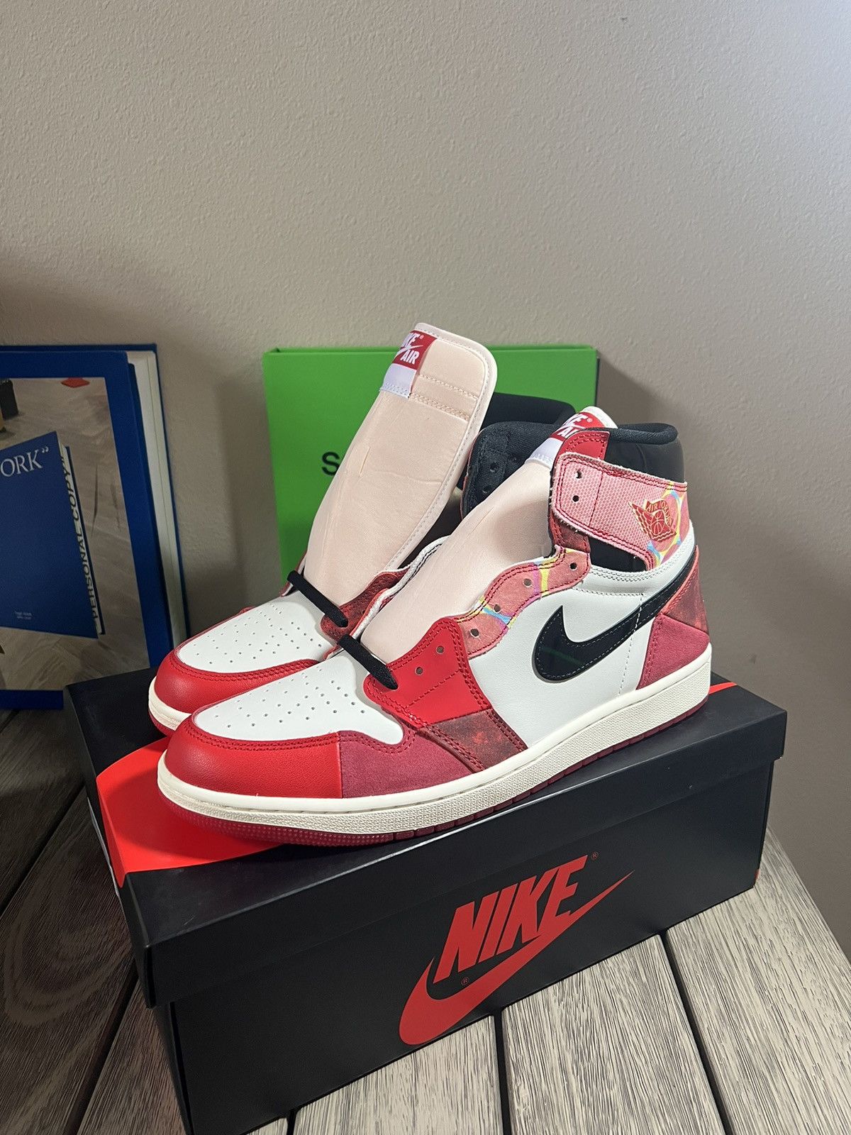 image of Jordan Marvel Comics Nike Air Jordan 1 OG Spiderman "next Chapter" Shoes in Red, Men's (Size 13)