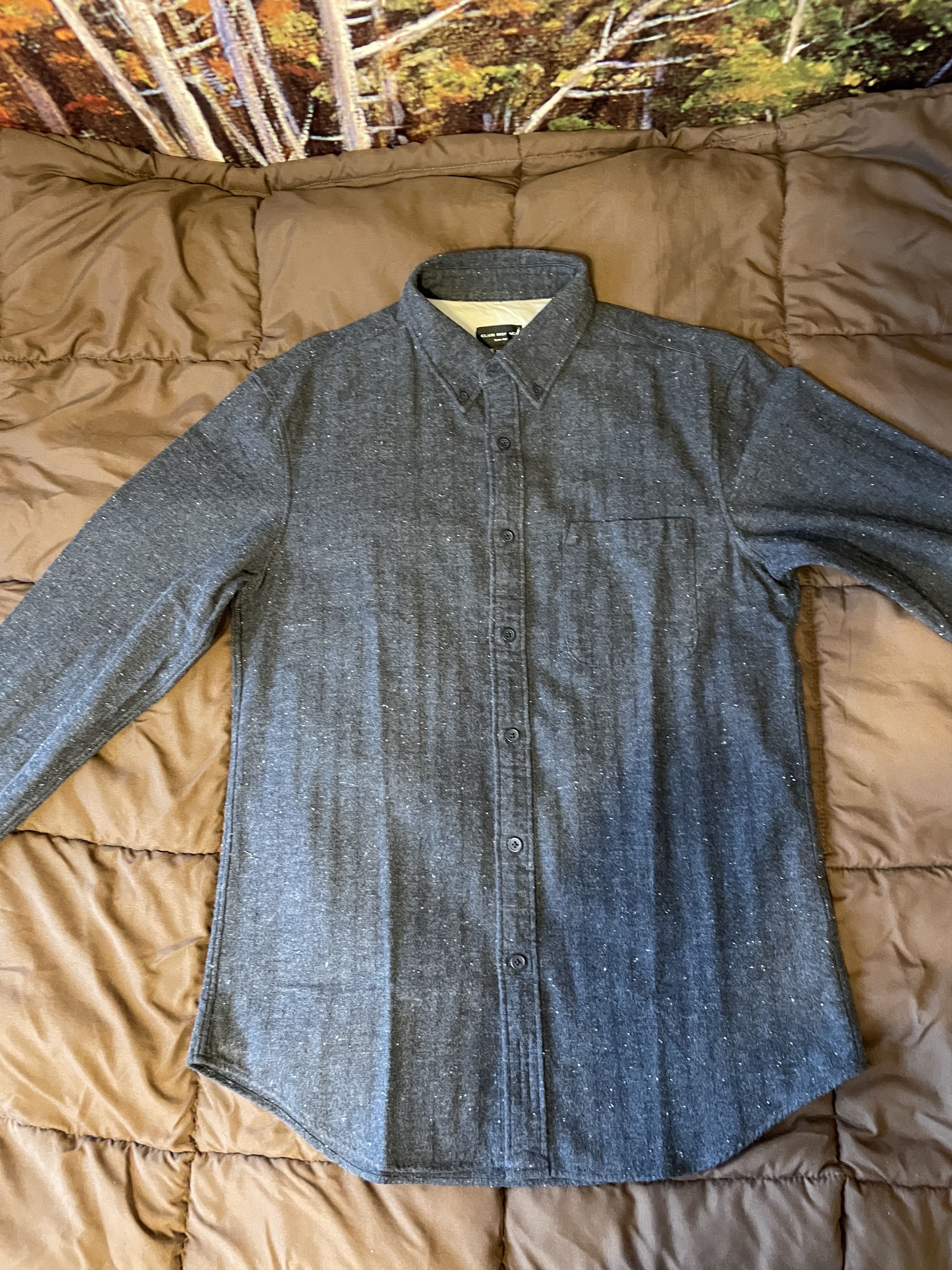 Club Monaco Donegal Herringbone Speckled Button Down - Midnight Blue Size US S / EU 44-46 / 1 - 4 Thumbnail