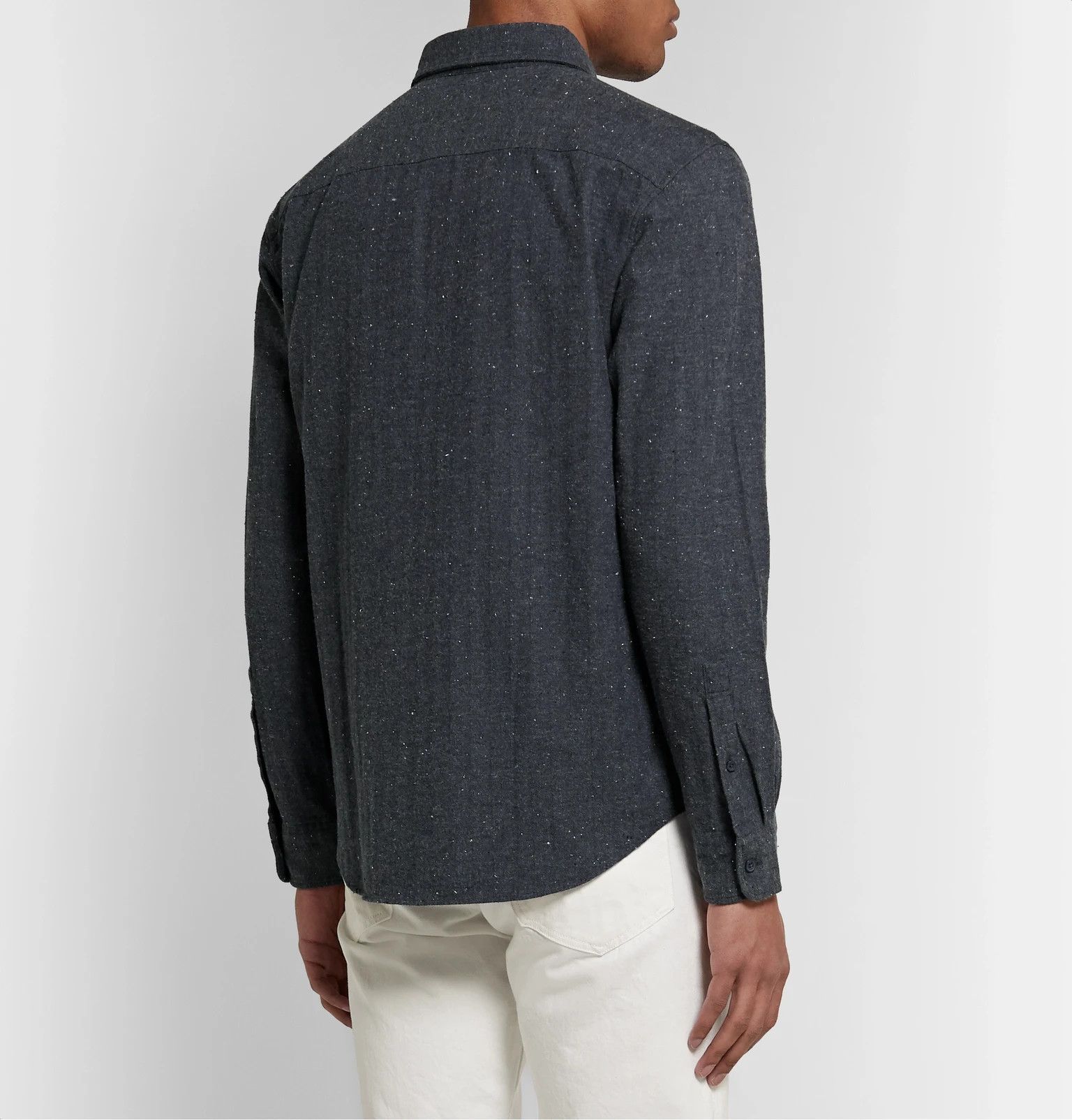 Club Monaco Donegal Herringbone Speckled Button Down - Midnight Blue Size US S / EU 44-46 / 1 - 3 Thumbnail