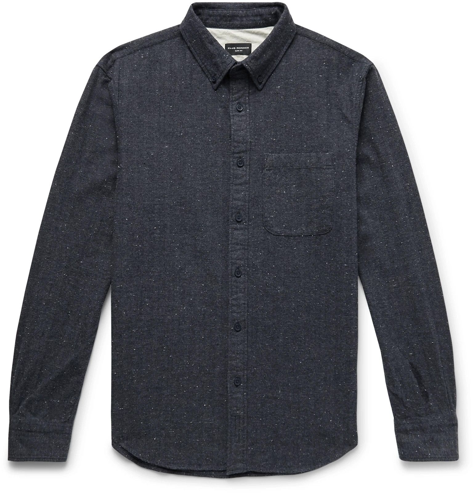 Club Monaco Donegal Herringbone Speckled Button Down - Midnight Blue Size US S / EU 44-46 / 1 - 1 Thumbnail