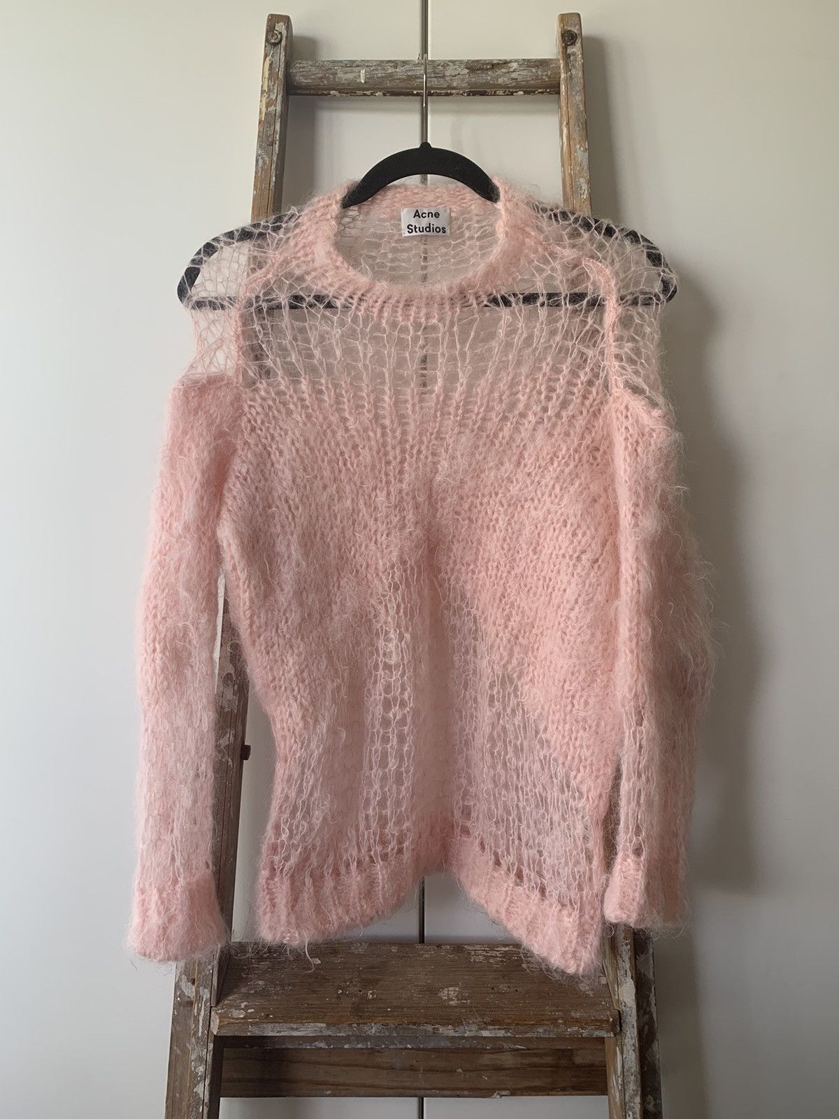 image of Acne Studios Moxa H Mohair Loose Knit Sweater in Pink, Women's (Size XS)