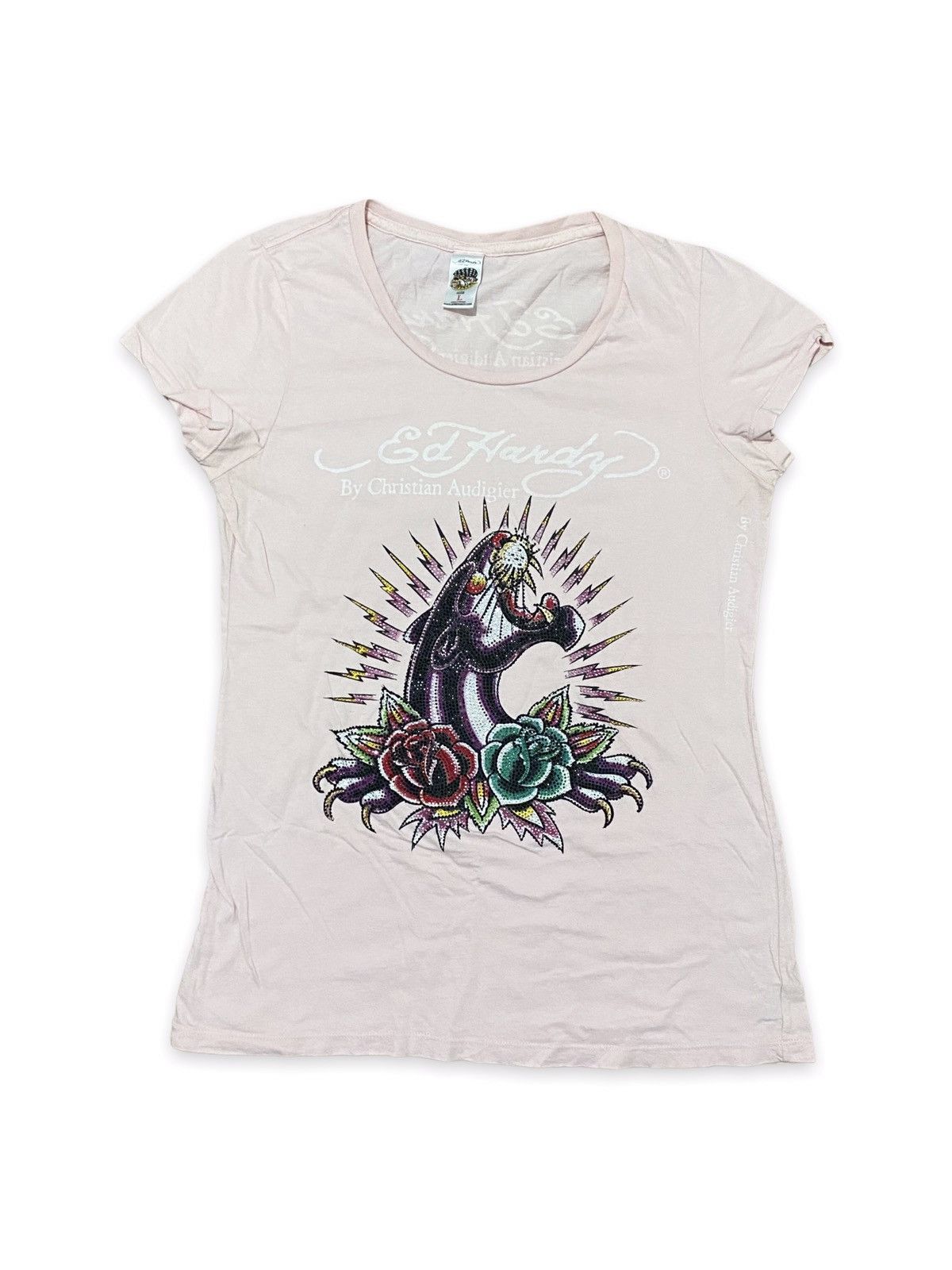Ed Hardy Vintage y2k Ed hardy by Christian Audigier T shirt Size L / US 10 / IT 46 - 1 Thumbnail