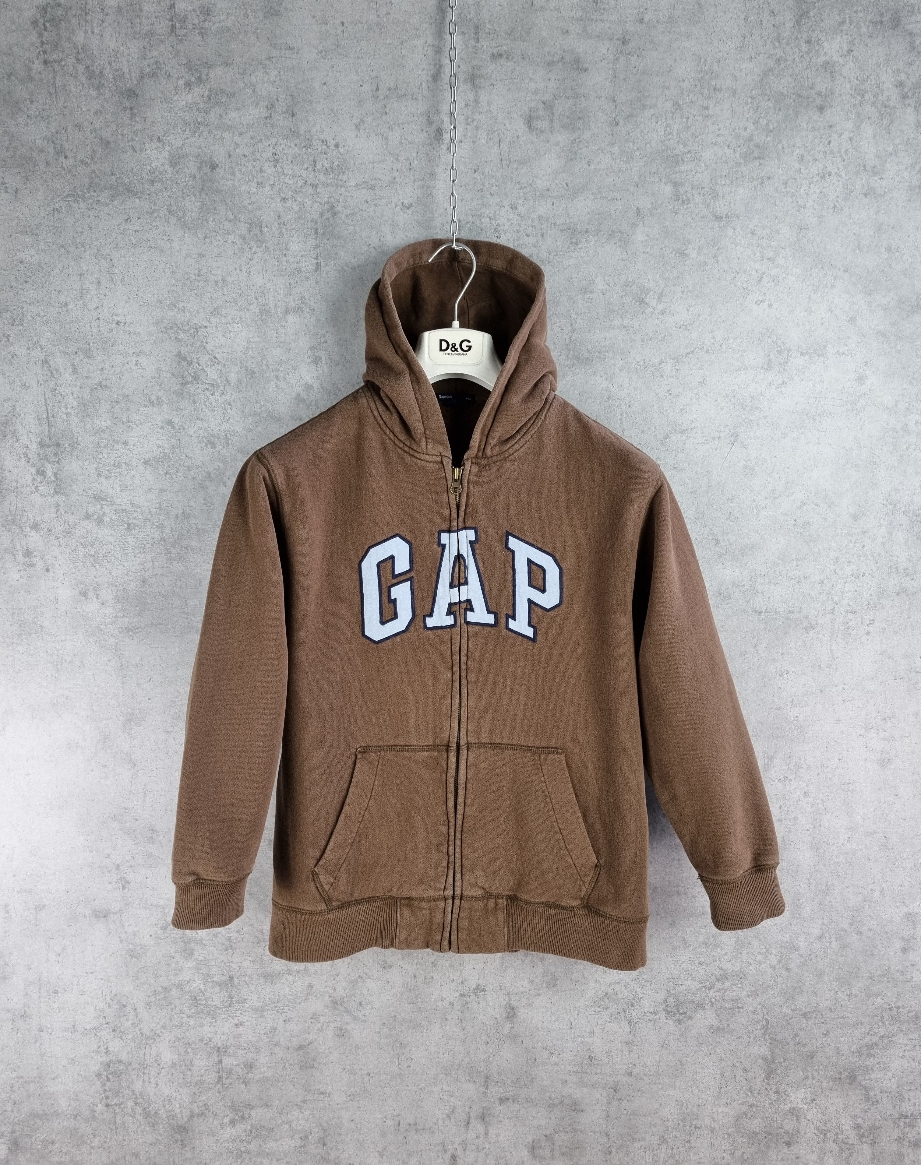 Gap Vintage GAP Spell out Logo Zip up Hoodie Brown Size US S / EU 44-46 / 1 - 14 Thumbnail