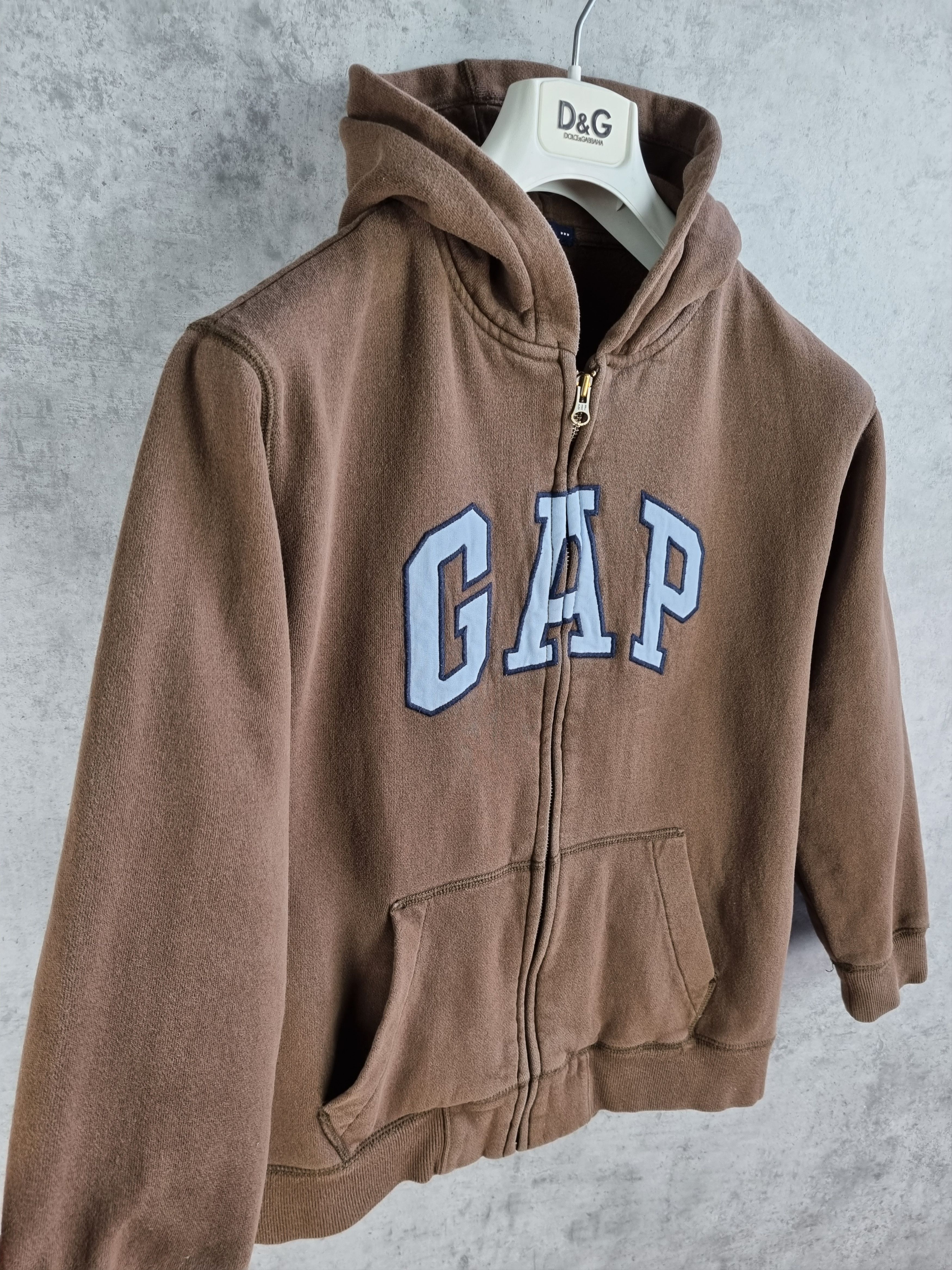 Gap Vintage GAP Spell out Logo Zip up Hoodie Brown Size US S / EU 44-46 / 1 - 2 Thumbnail
