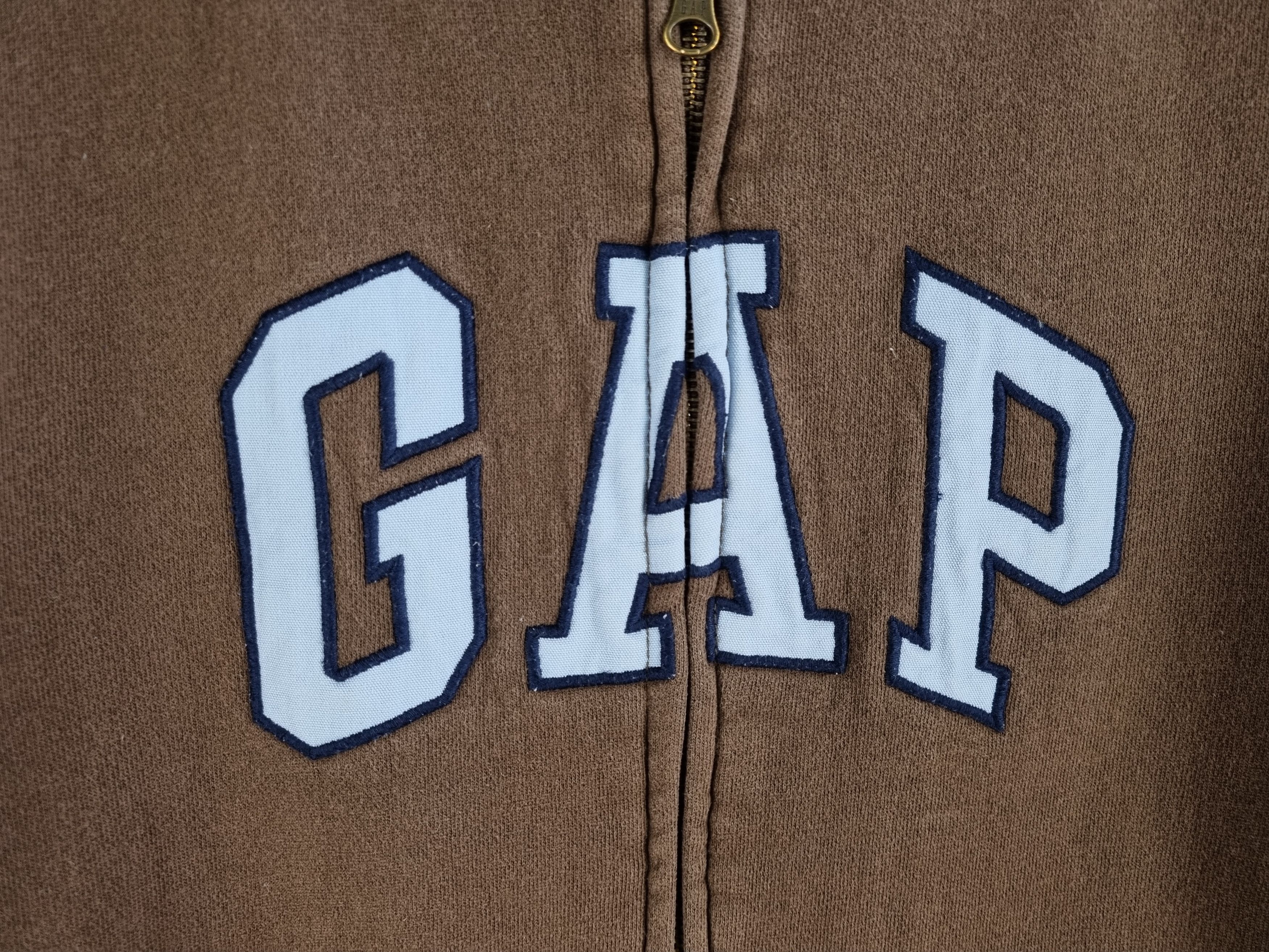 Gap Vintage GAP Spell out Logo Zip up Hoodie Brown Size US S / EU 44-46 / 1 - 6 Thumbnail