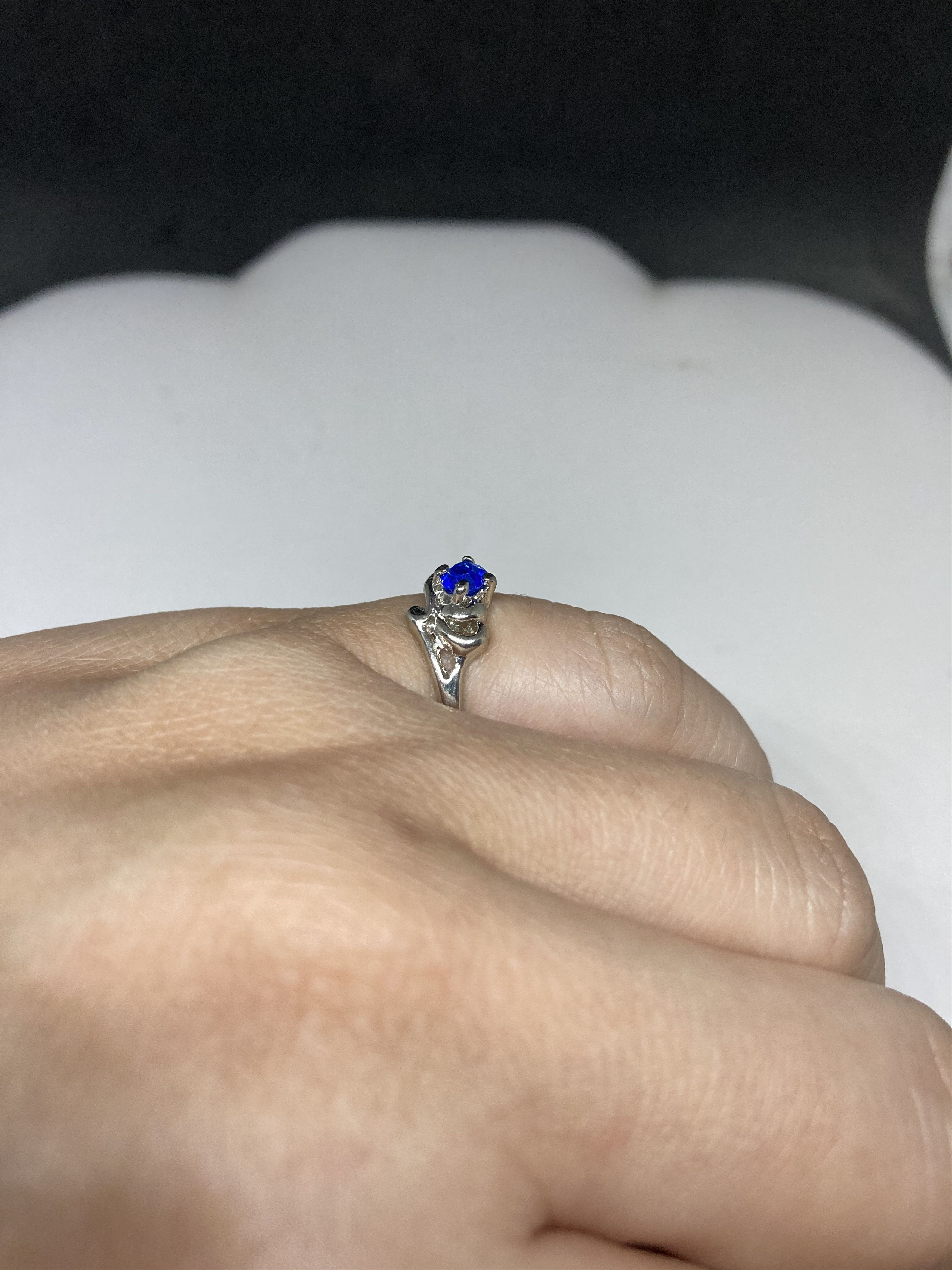 Designer × Jewelry × Vintage Small blue cz Tibetan silver ring - Size 6.25 Size ONE SIZE - 4 Thumbnail