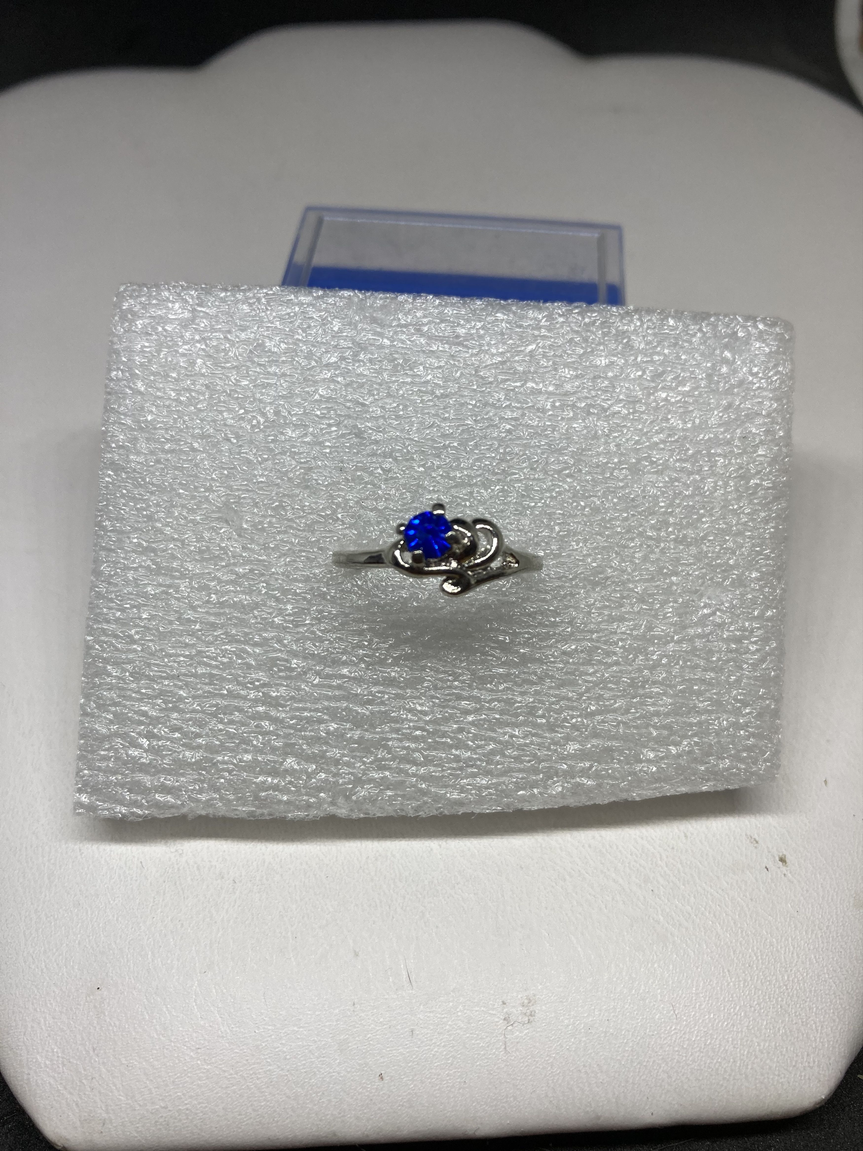 Designer × Jewelry × Vintage Small blue cz Tibetan silver ring - Size 6.25 Size ONE SIZE - 1 Thumbnail