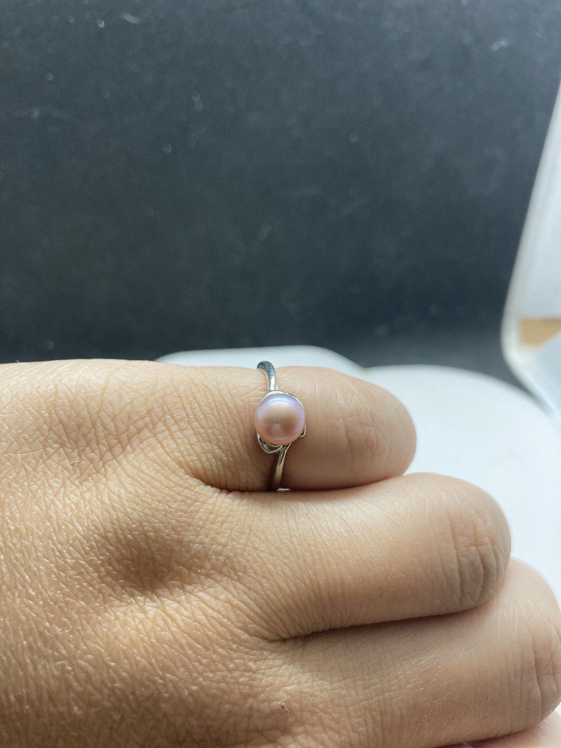 Jewelry Pink pearl bead Tibetan silver ring - size 5.25 Size ONE SIZE - 4 Thumbnail