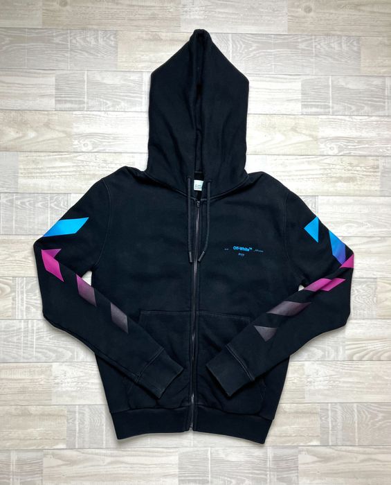 Off white black gradient zipped clearance hoodie