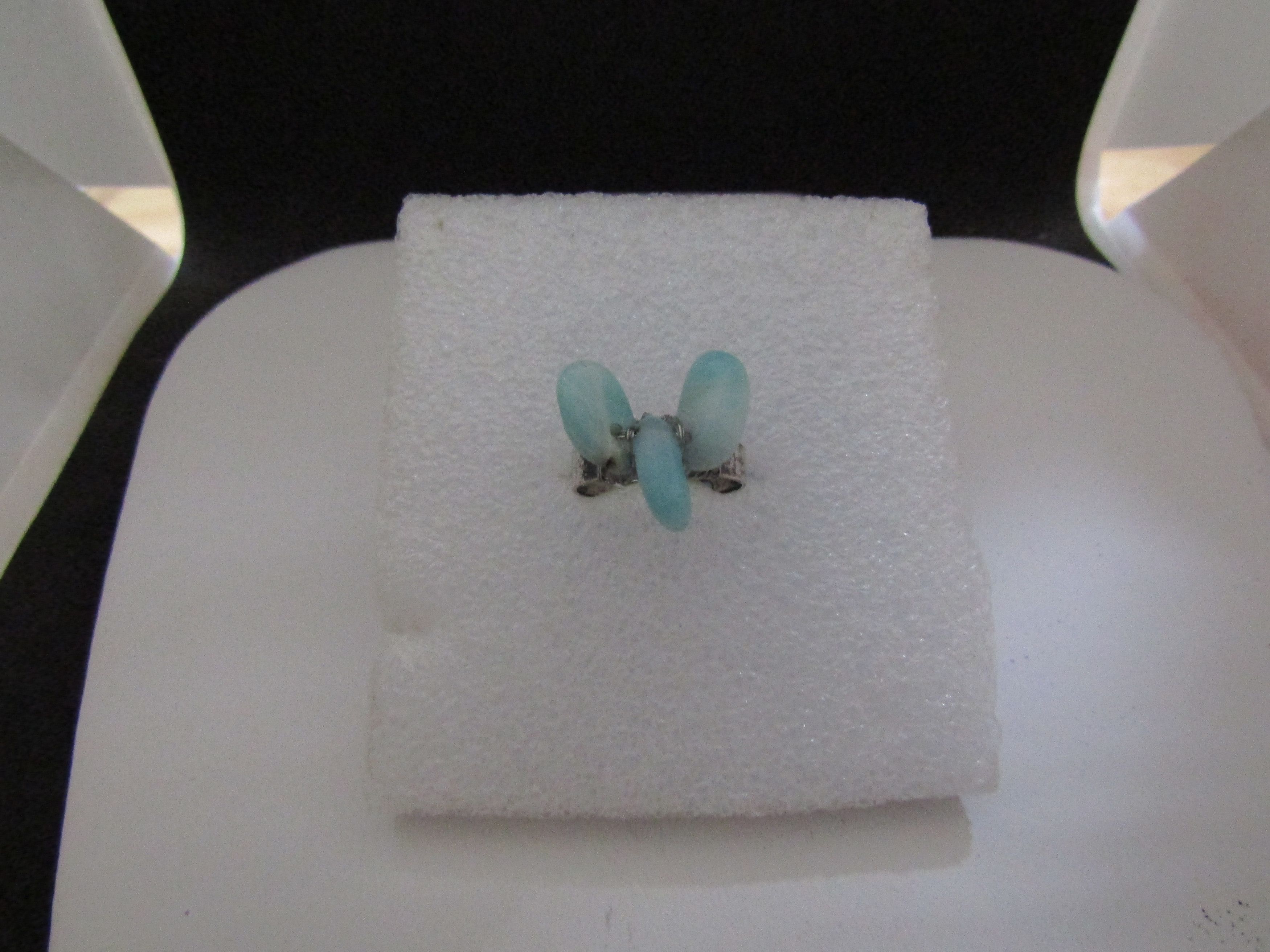 Handmade Light Blue Aquamarine Tibetan Silver Ring Size ONE SIZE - 1 Thumbnail